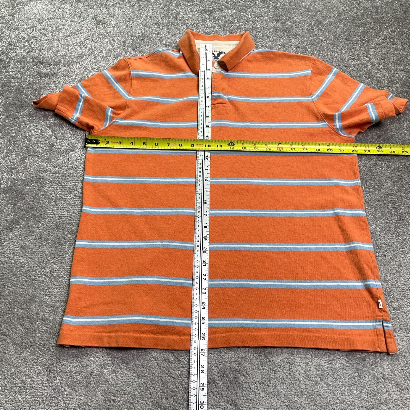 American Eagle Outfitters American Eagle Outfitters Polo Shirt Mens Medium Orange Blue Striped Cotton Top Size US M / EU 48-50 / 2 - 6 Thumbnail