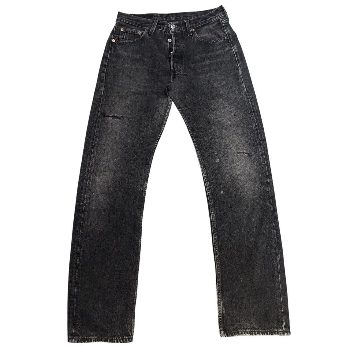Le Grande Bleu (L.G.B.) Vintage 90s Y2K Levis 501 Black Sun Faded Denim HG LGB Style Size US 31 - 1 Thumbnail
