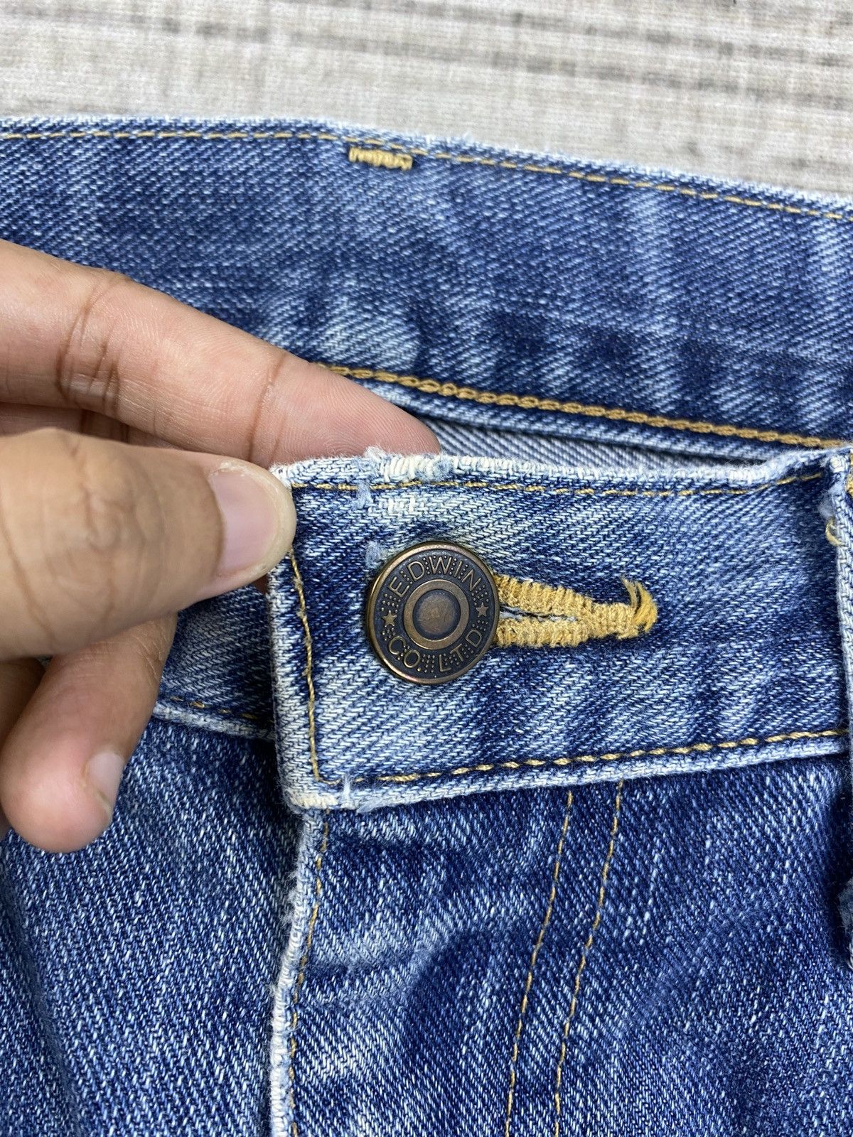 Edwin × Vintage Vintage Edwin 402 Japan Distressed Blue Denim Pants Size US 32 / EU 48 - 12 Thumbnail