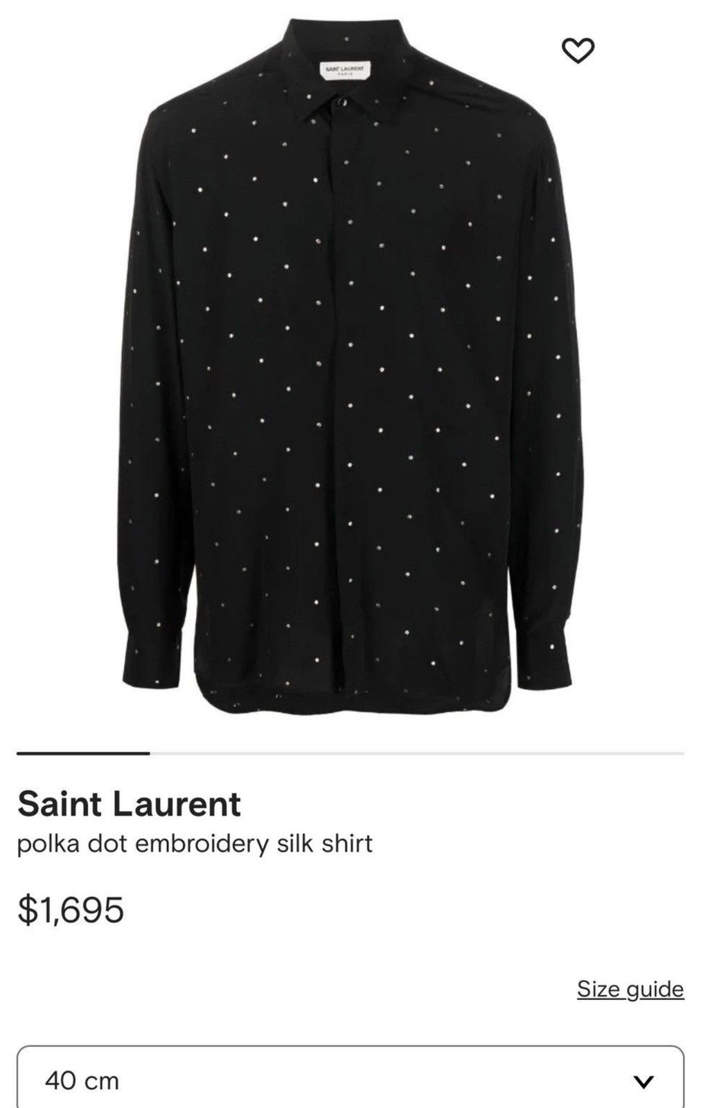 Saint Laurent Paris Polka Dot Embroidery Silk Shirt Size US M / EU 48-50 / 2 - 4 Thumbnail