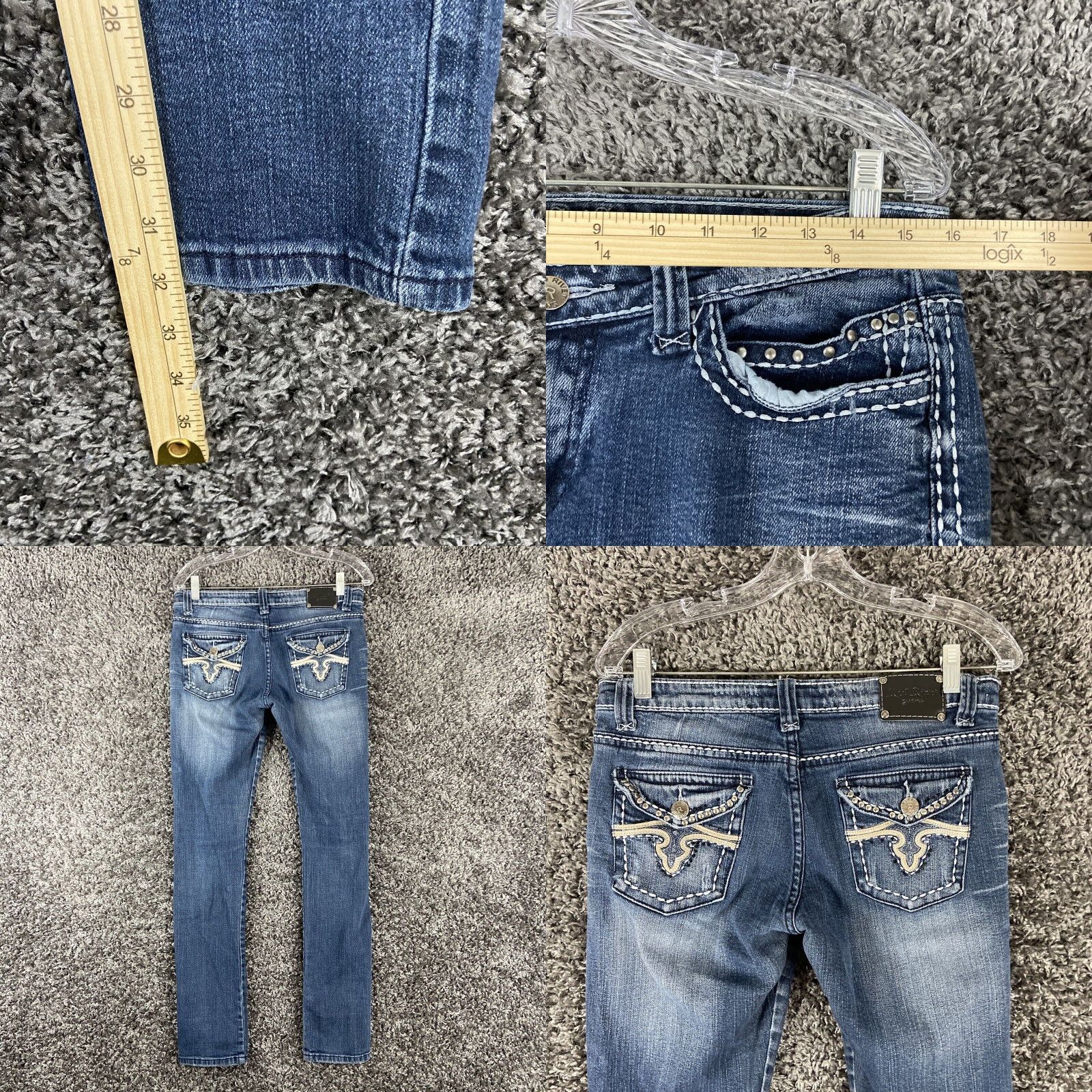 Vintage RED RIVET Skinny Distressed Jeans Women’s 9 Blue Regular Size 30" / US 8 / IT 44 - 8 Thumbnail