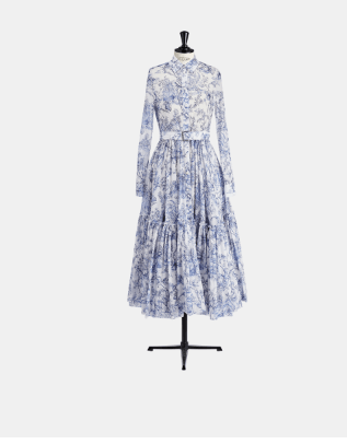 Dior o1w1db10124 Toile De Jouy Vessel Cotton Dress in White