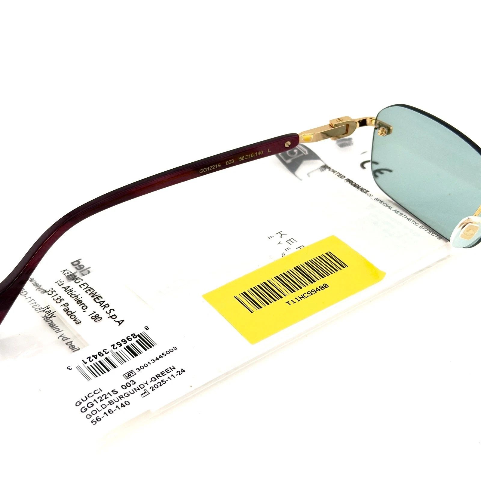 Gucci GUCCI GG1221S WEB Logo 1221 Burgundy 003 Narrow Sunglasses Size ONE SIZE - 2 Thumbnail