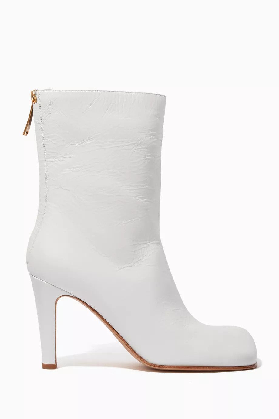 Bottega Veneta o1y0725 Leather Ankle Boots in White Size US 6.5 / IT 36.5 - 1 Thumbnail