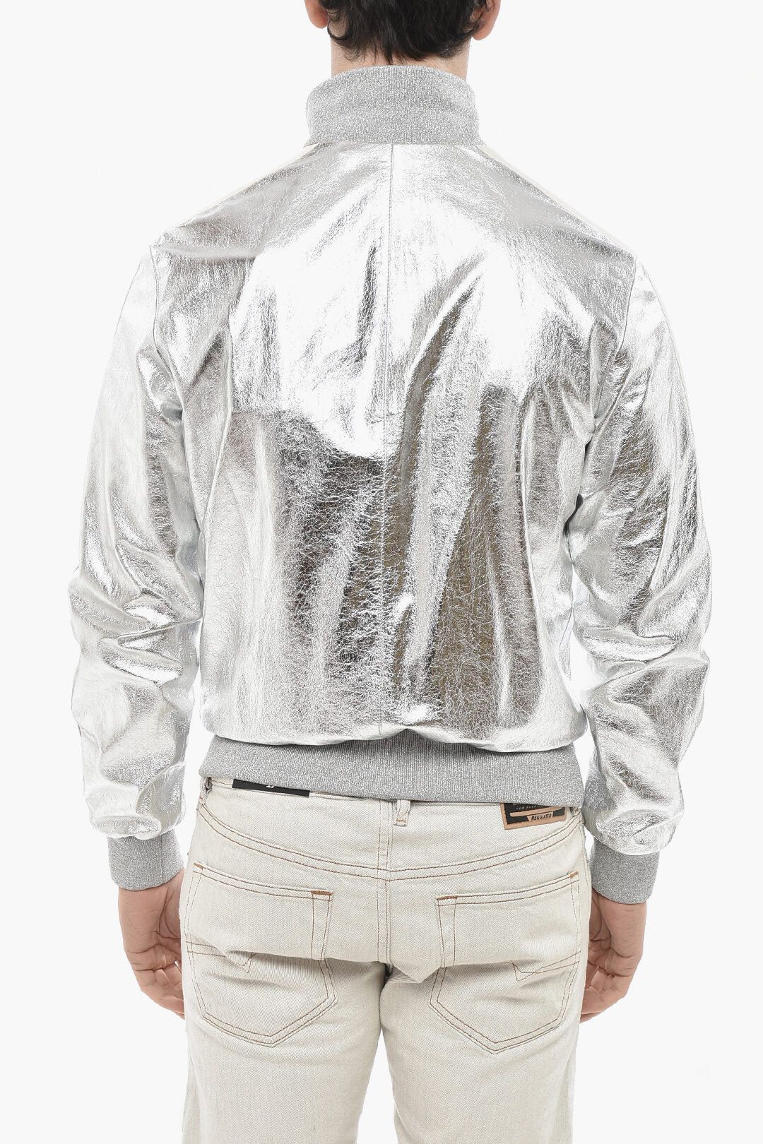 Palm Angels og1mm0326 Lamé Leather Bomber Jacket in Sliver Size US S / EU 44-46 / 1 - 2 Thumbnail