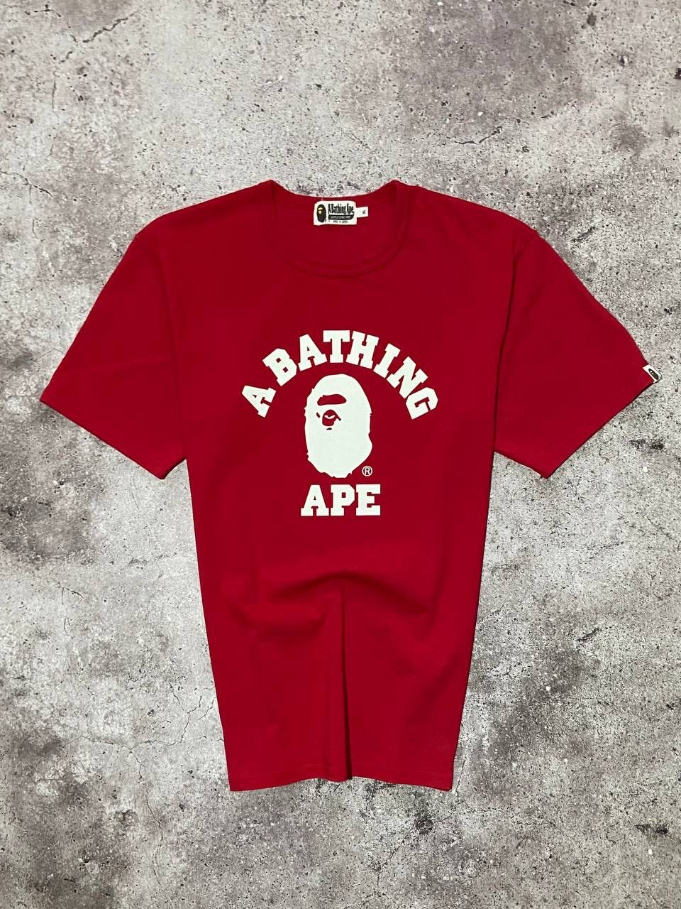 Bape A Bathing Ape Red Big Logo Printed T-shirt Cotton