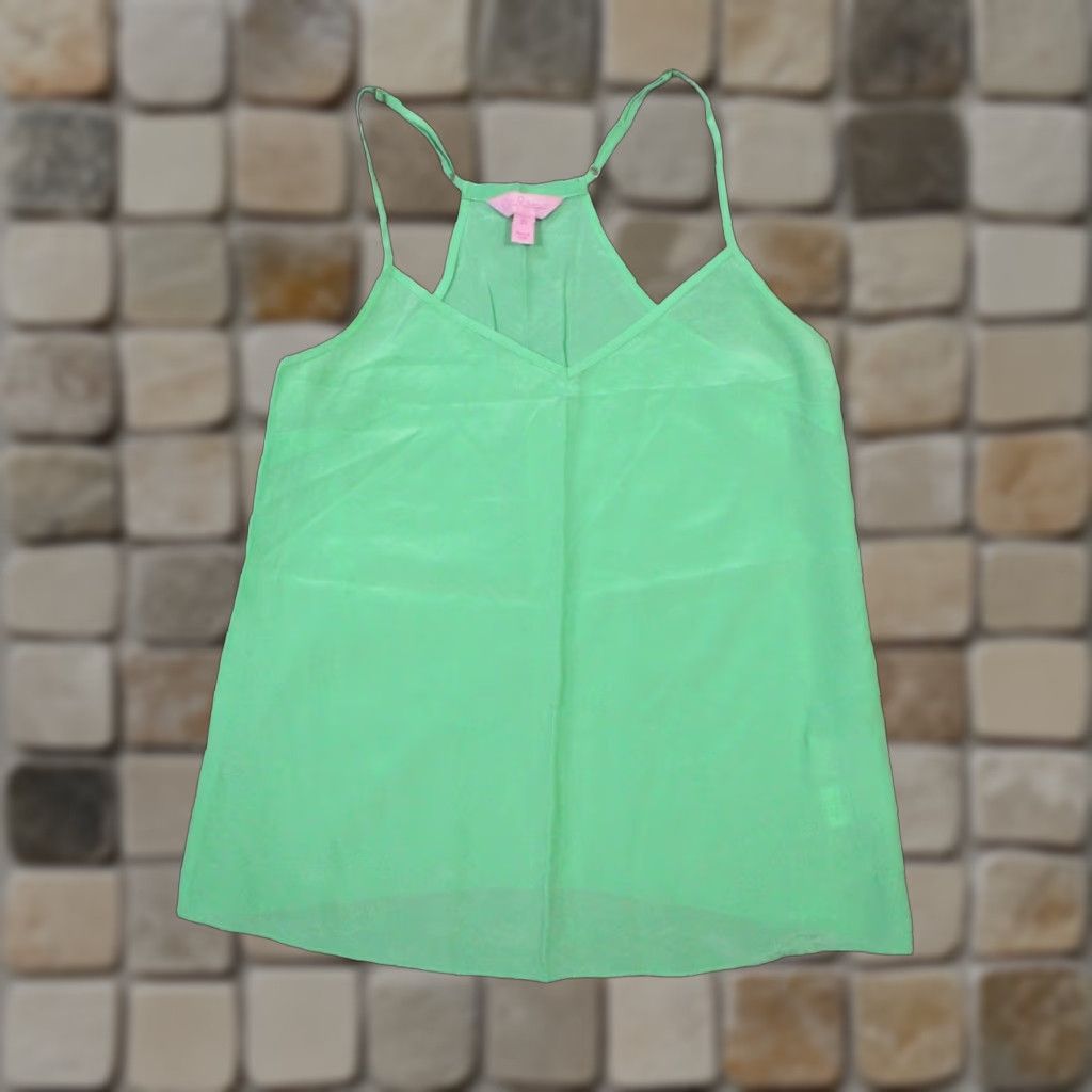 Lilly Pulitzer VINTAGE Lilly Pulitzer Tank Top Womens XS Green Silk Size XS / US 0-2 / IT 36-38 - 1 Thumbnail