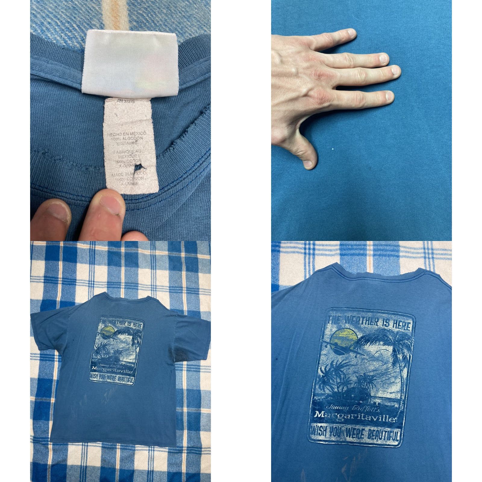 Vintage VINTAGE Y2K Jimmy Buffett Margaritaville T-Shirt Vegas Faded Pinholes XL Blue Mens Regular T-Shirt Size US XL / EU 56 / 4 - 8 Thumbnail