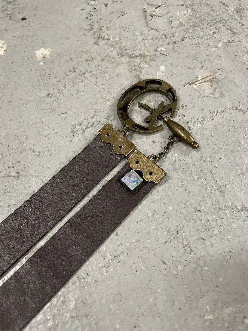 Just Cavalli × Vintage Cavalli Brown Embossed Crocodile Effect Leather Belt Size ONE SIZE - 3 Thumbnail