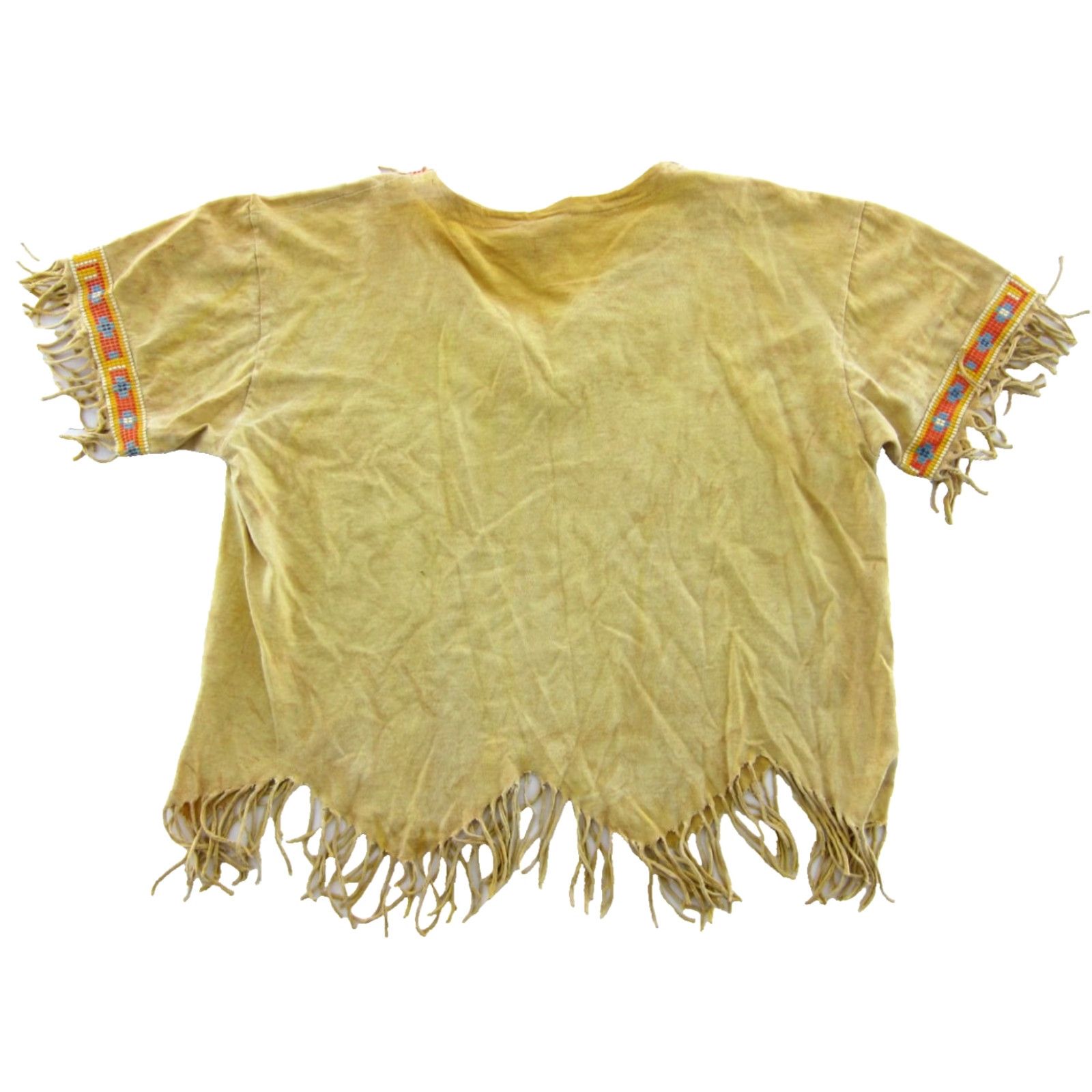 Vintage VINTAGE Factory Artwear Blouse Shirt M Women Yellow Cotton Fringe Aztec Short Sleeve T-Shirt Style: Basic Pattern: Solid Size M / US 6-8 / IT 42-44 - 2 Thumbnail