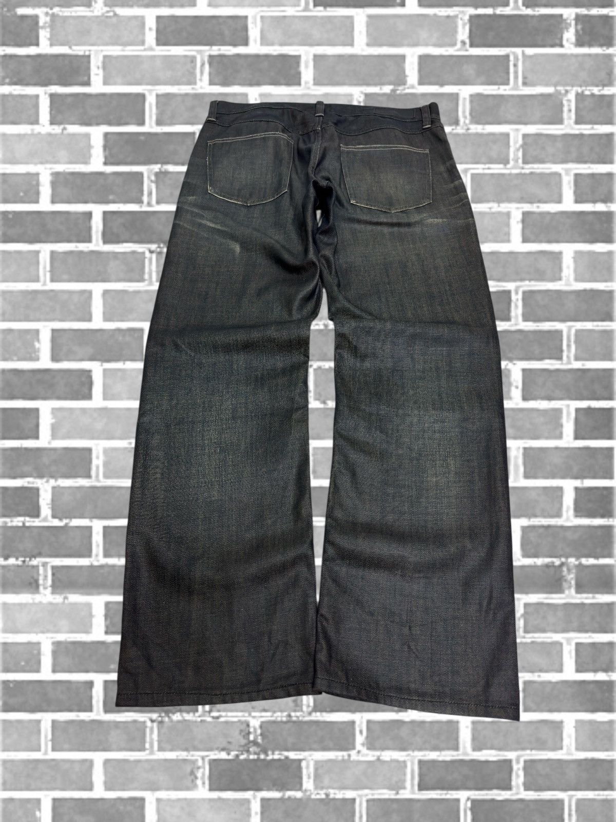 Hysteric Glamour Vintage Back Number Black Coated Waxed Claw Mark Jeans Size US 34 / EU 50 - 2 Thumbnail