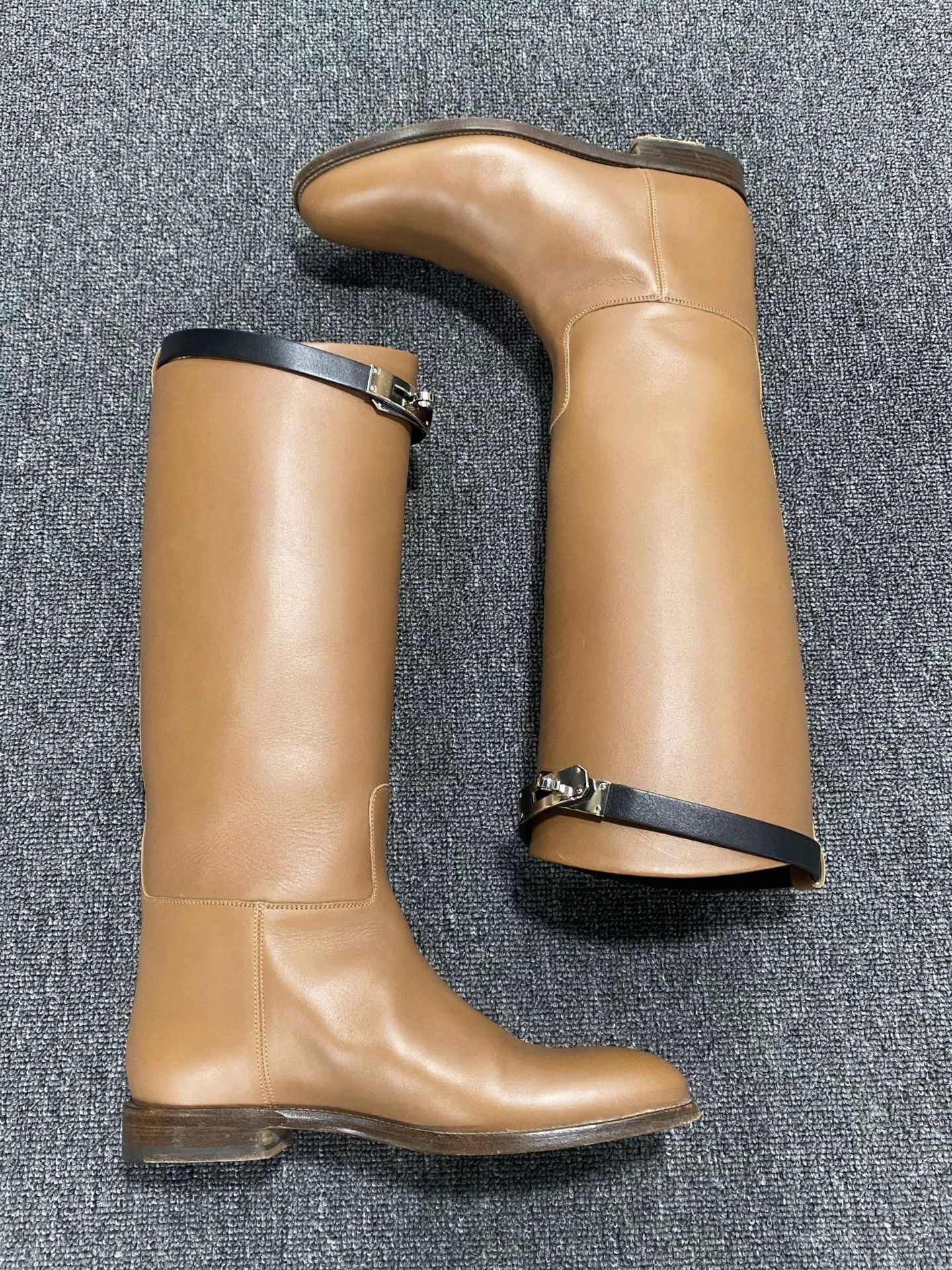 Hermes Hermes Jumping Kelly Buckle Tall Boots 98 New 37.5 Size US 6.5 / IT 36.5 - 1 Thumbnail