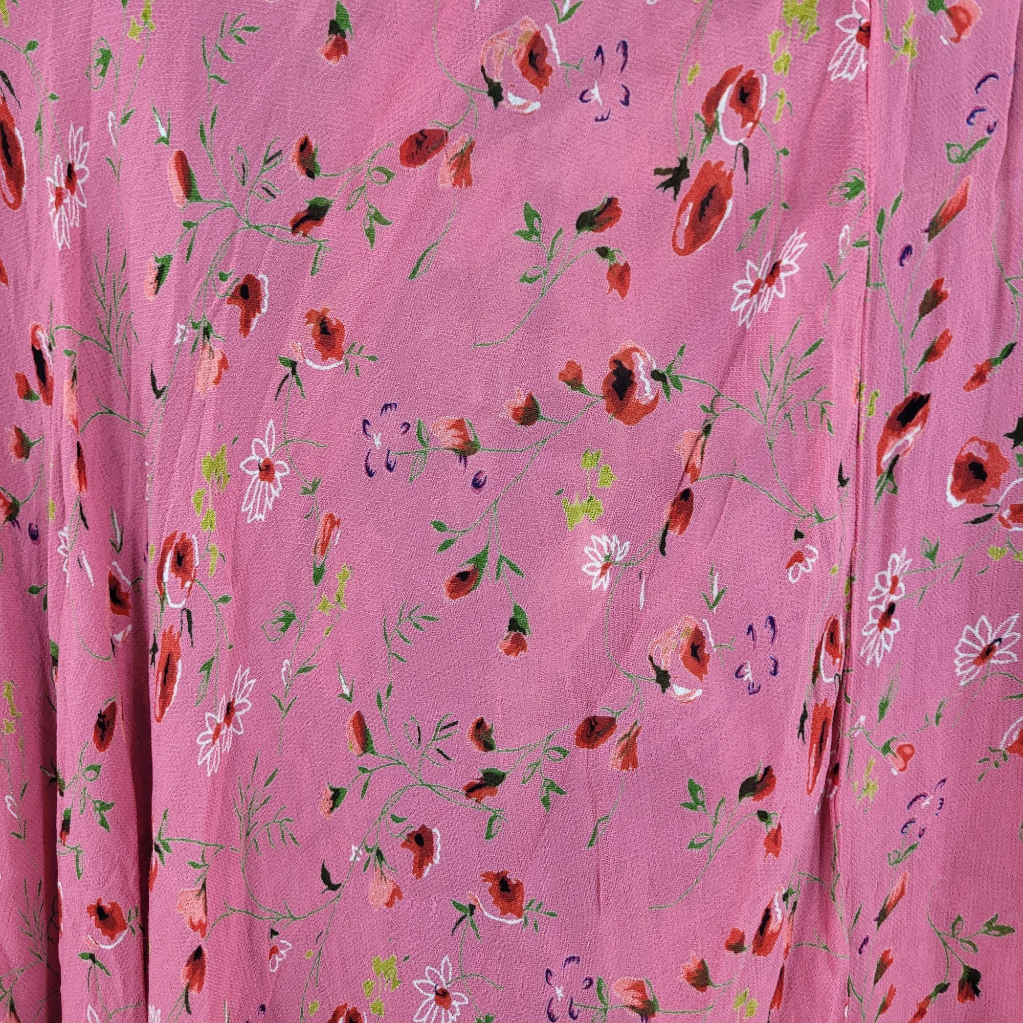Vintage Vintage Reversible Floral Maxi Skirt M Black Pink Ditzy Size 35" - 3 Thumbnail