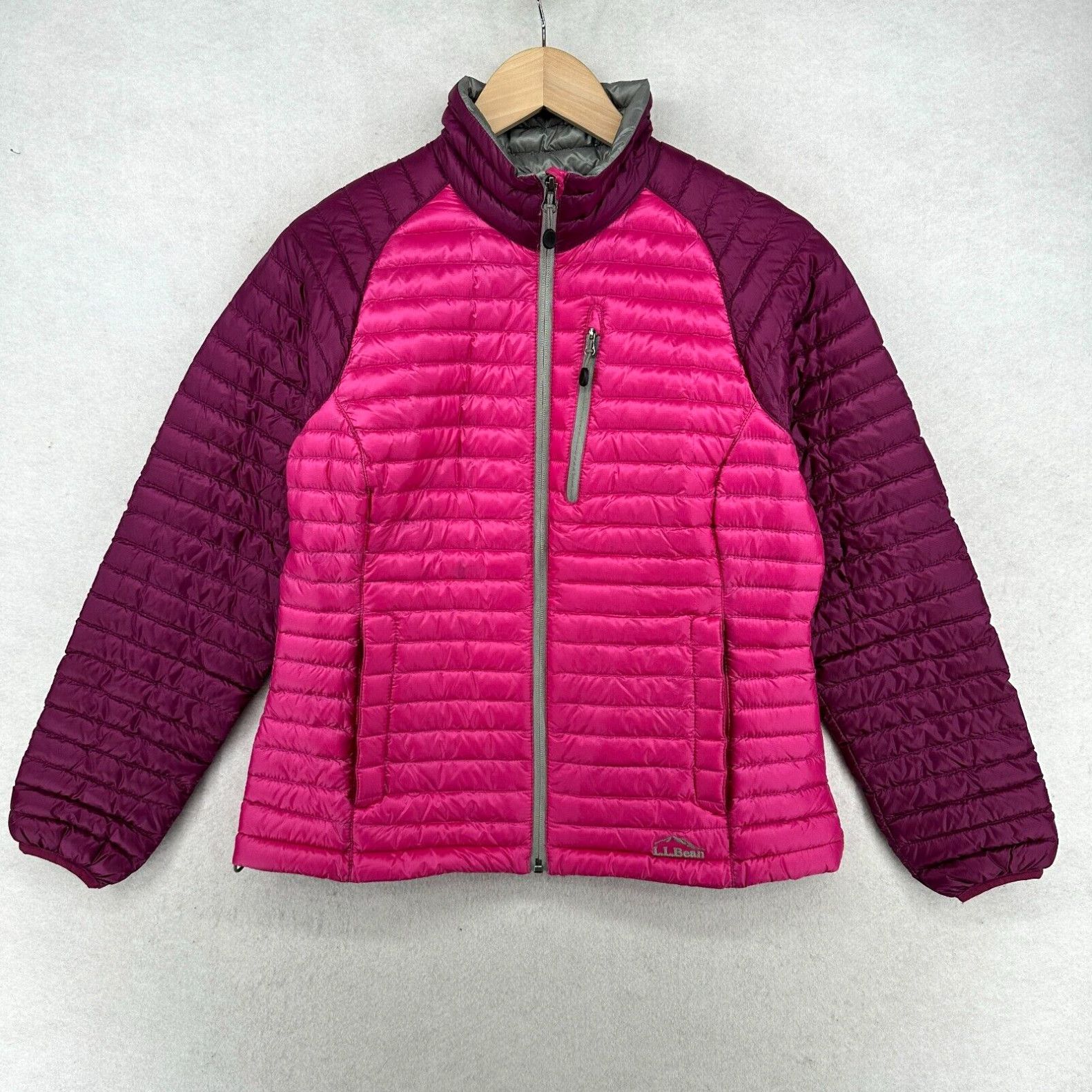 image of Vintage Ll Bean Jacket Womens S Downtek Goose Down Nylon Water Repellent Full Zip Pink in White (Si