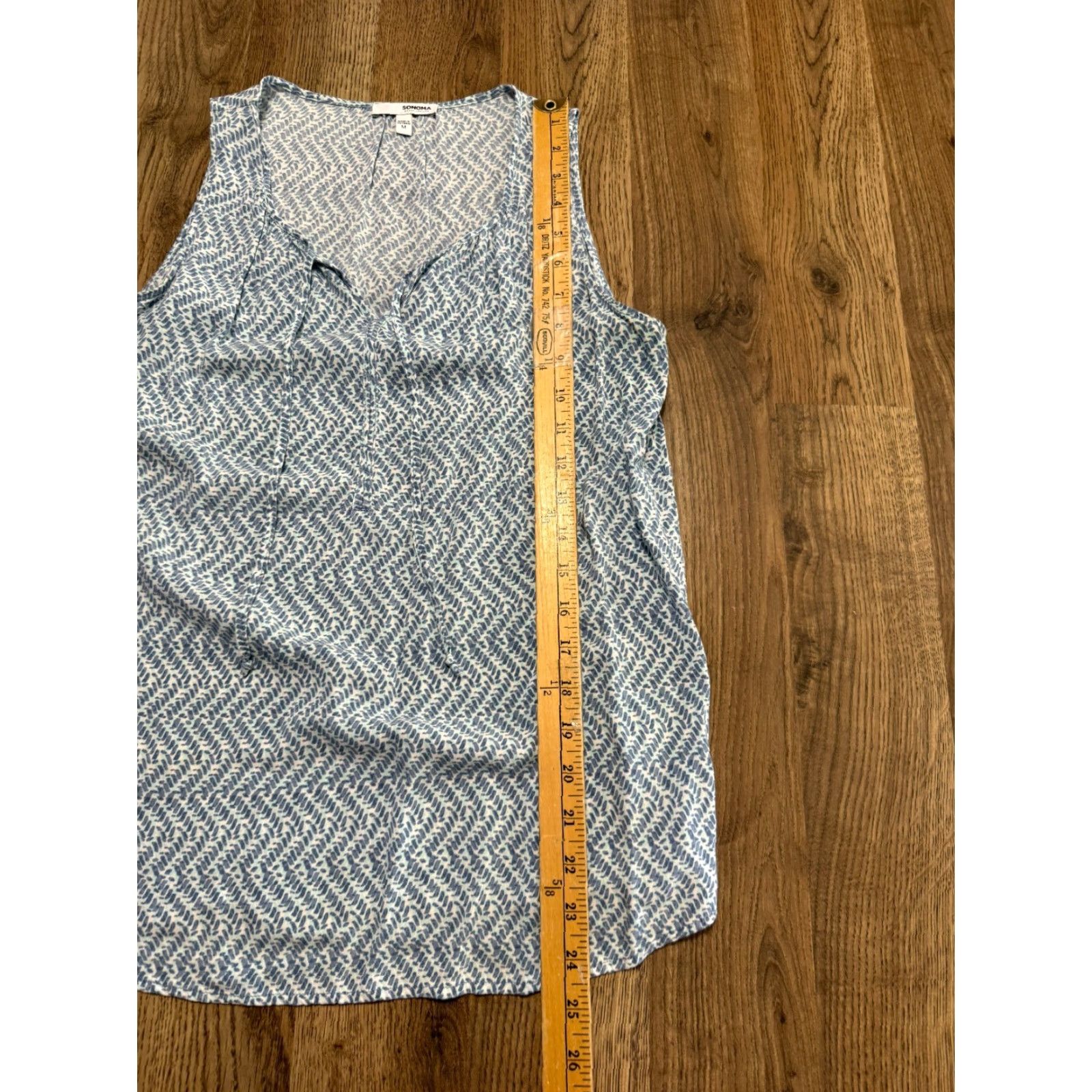 Vintage Sonoma Shirts Tank Top Women Medium Blue V-Neck Sleeveless Casual White Accent Pattern: Solid Size M / US 6-8 / IT 42-44 - 7 Thumbnail