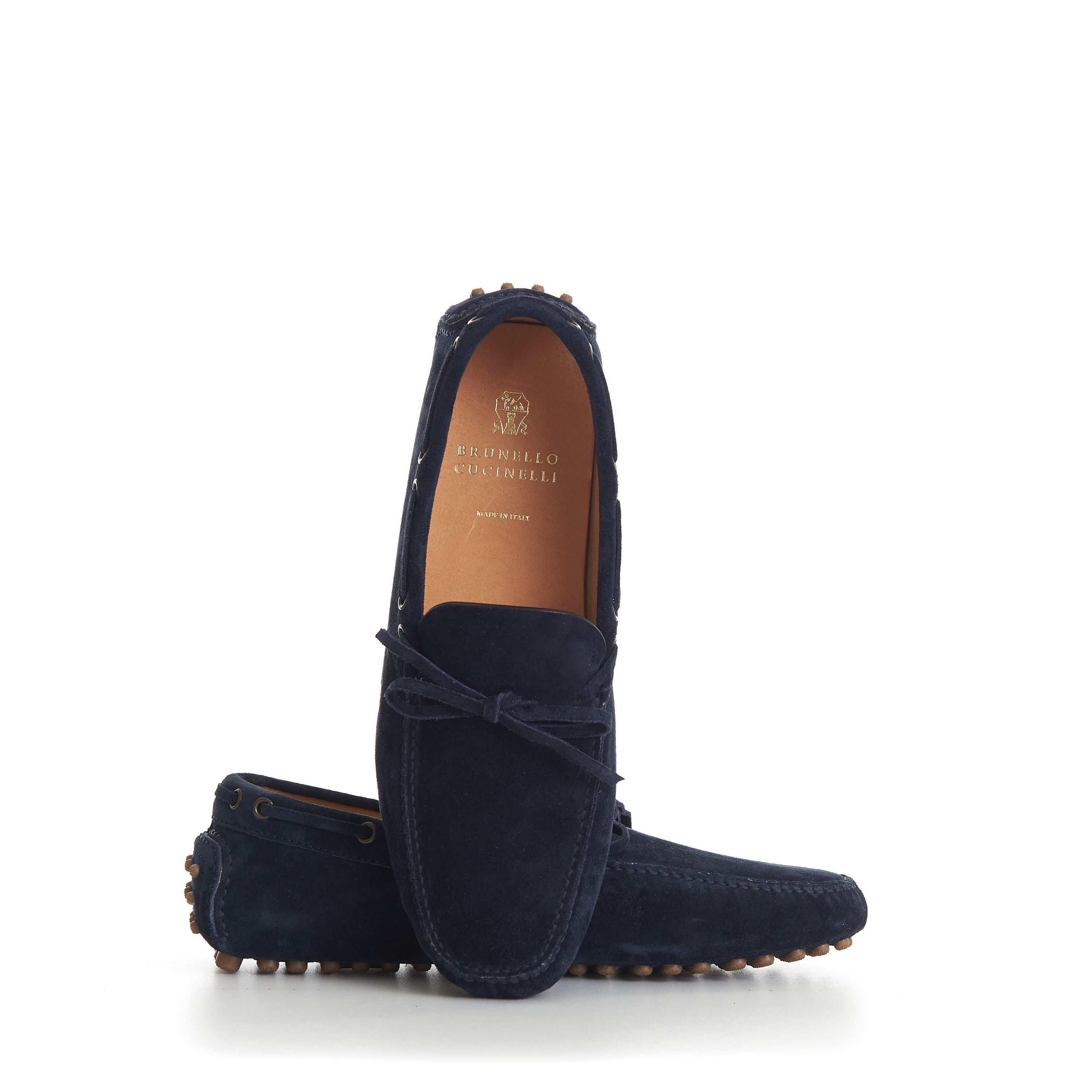 Brunello Cucinelli Dark Blue Driver Shoes Moccasin - Suede Calfskin Size US 10 / EU 43 - 11 Thumbnail