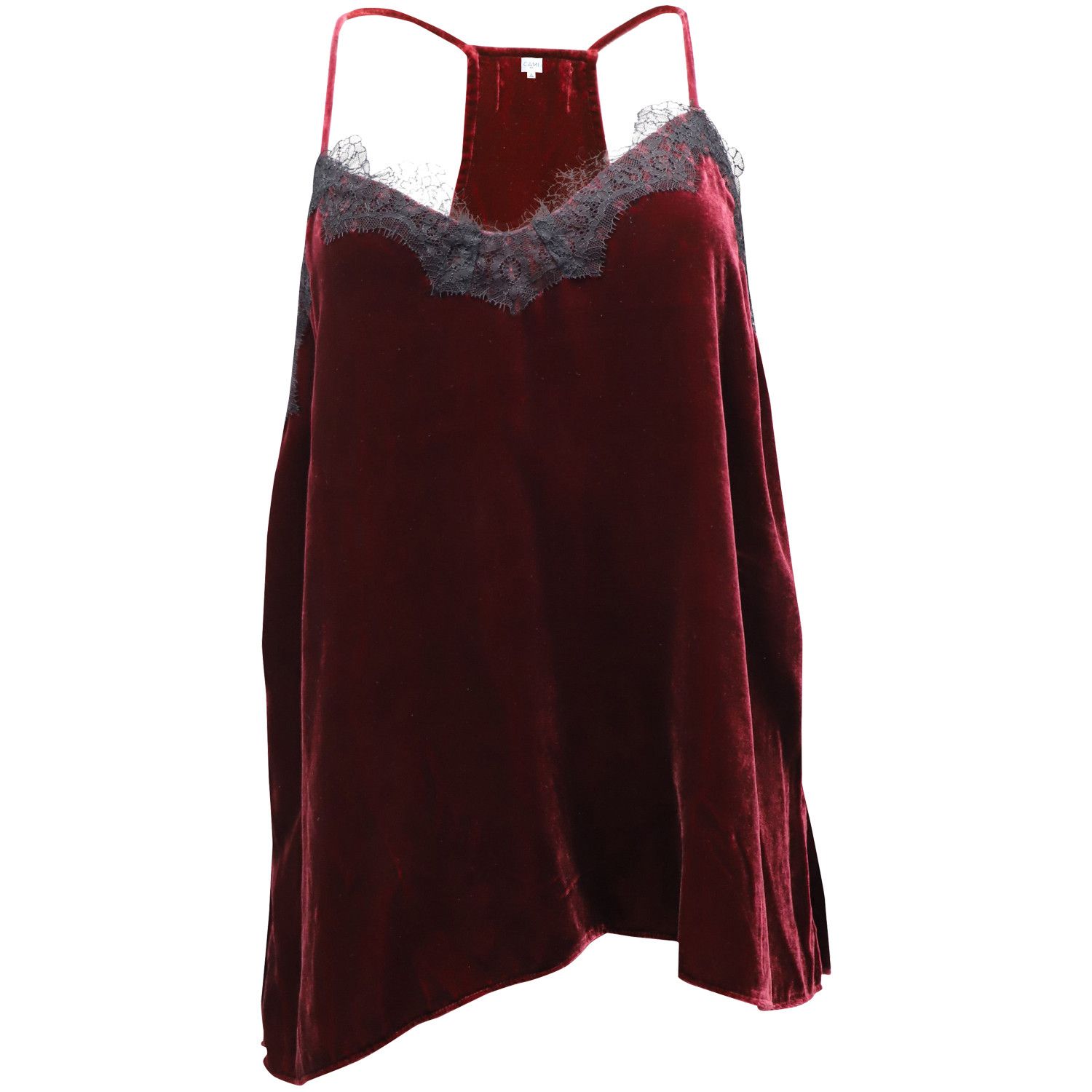 CAMI NYC Cami NYC Lace Trim Camisole in Burgundy Velvet Size S / US 4 / IT 40 - 1 Thumbnail