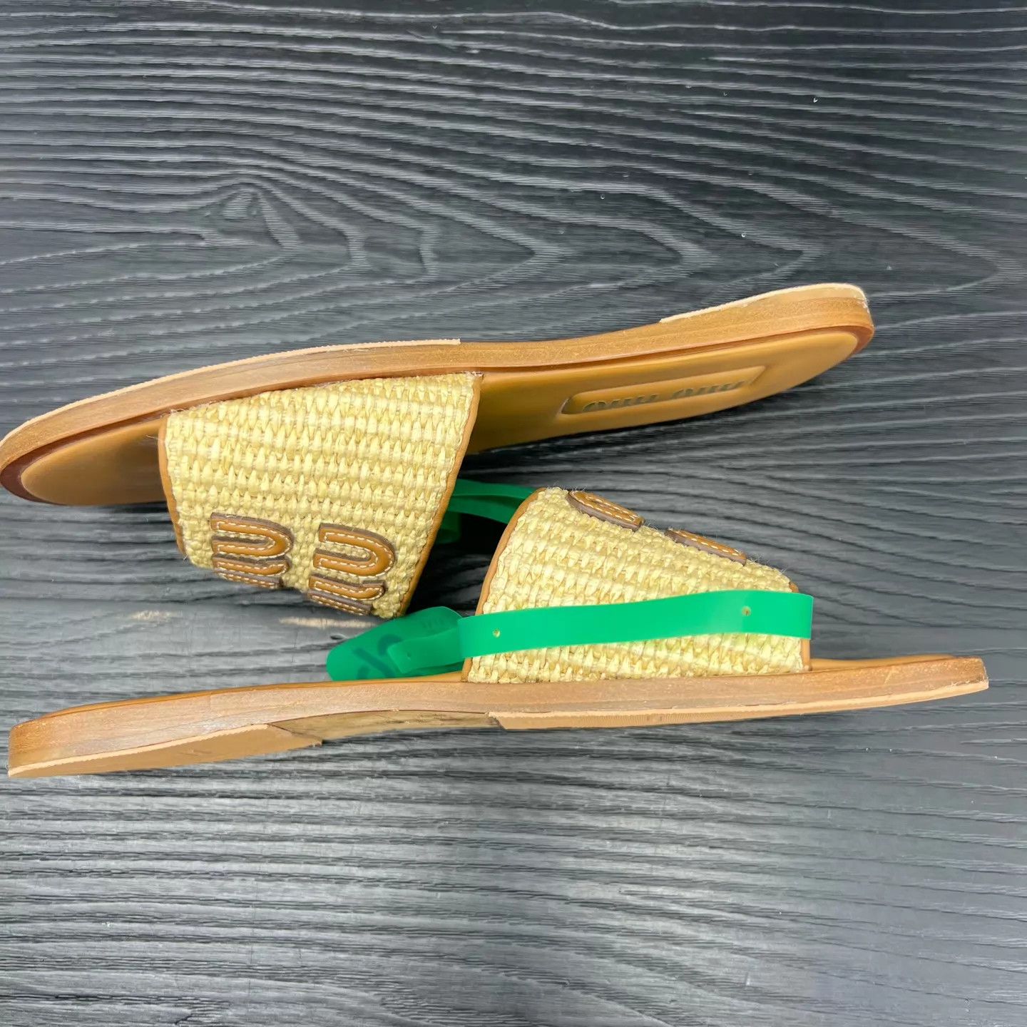 Miu Miu MIU MIU Off-White Brown Woven Slippers 38.5 Box New Size US 8 / IT 38 - 3 Thumbnail