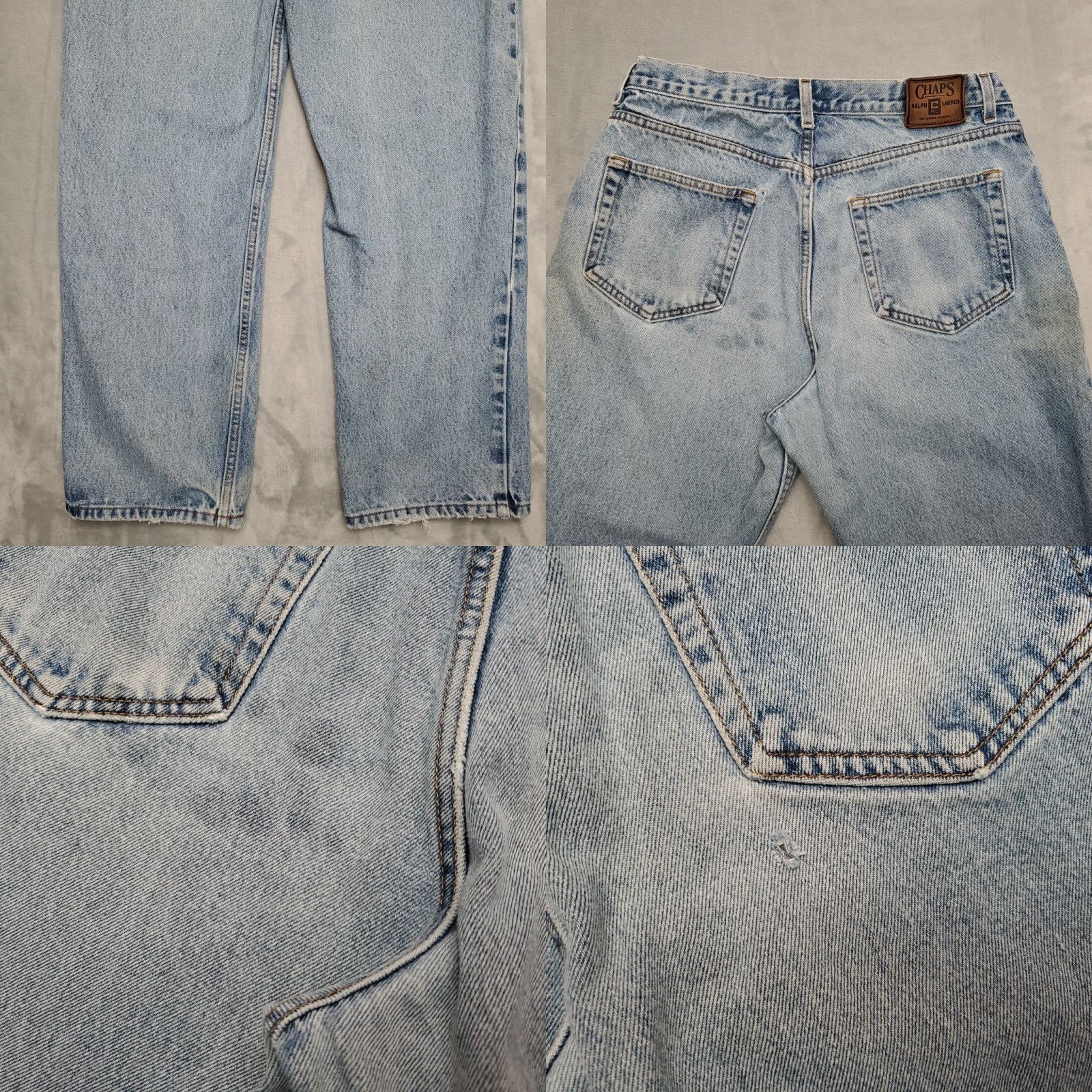 Ralph Lauren VINTAGE Chaps Ralph Lauren Jeans Mens 34x32 Loose Fit 5 Pocket Stone Wash Y2K Denim Blue 34 Mens Jeans 90s USA American Size US 34 / EU 50 - 9 Thumbnail