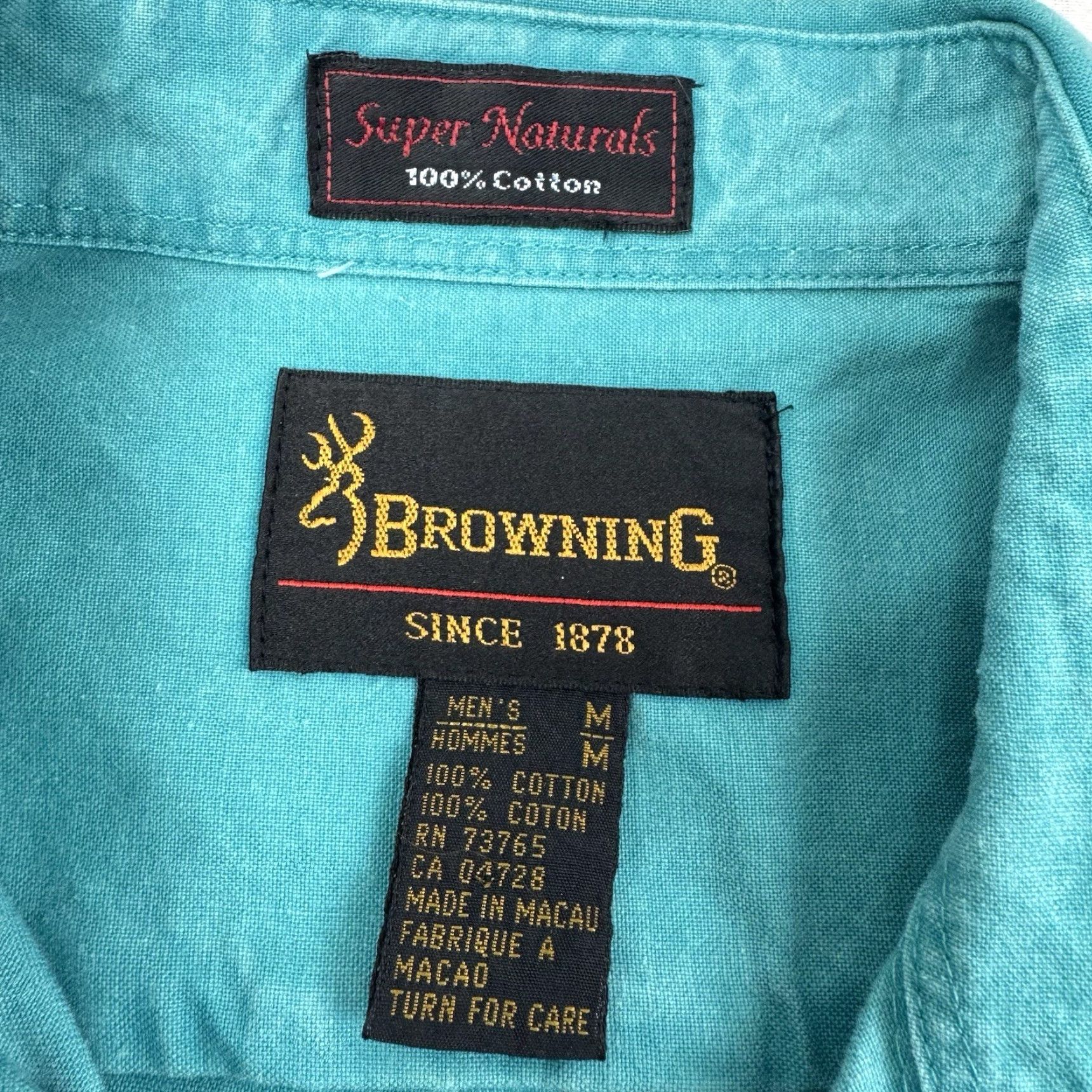 Vintage VINTAGE Browning Shirt Adult M Teal 90s Outdoor Western Cowboy Casual Workwear Button-Up Long Sleeve Collared Snap Size US M / EU 48-50 / 2 - 5 Thumbnail