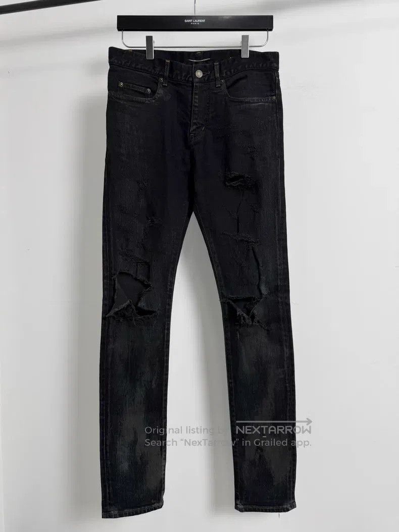 Saint Laurent Paris Saint Laurent Paris Black mud-stained distressed denim jea Size US 29 - 1 Thumbnail