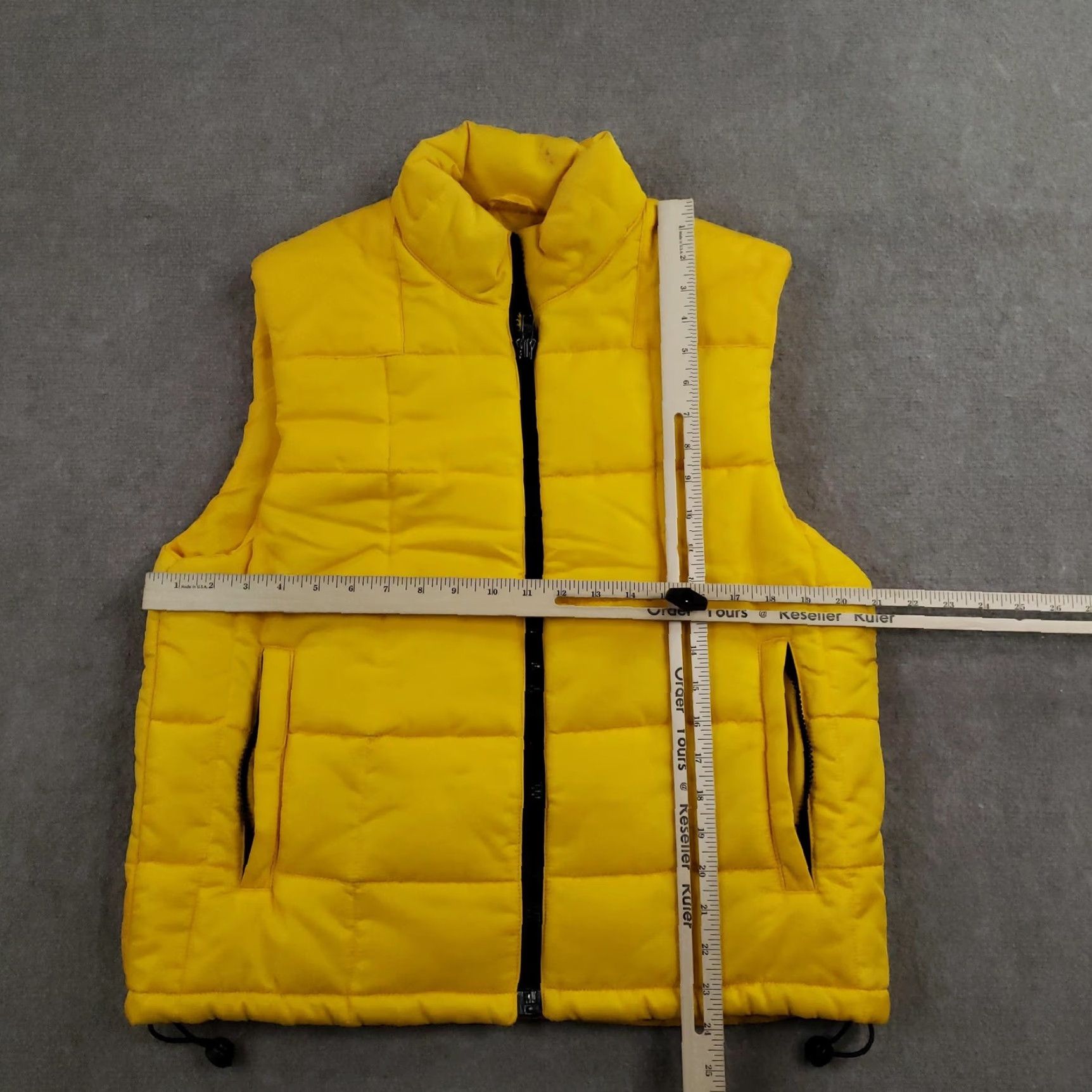 Gap VINTAGE GAP Vest Mens Small Yellow Puffer Quilted Zip Front