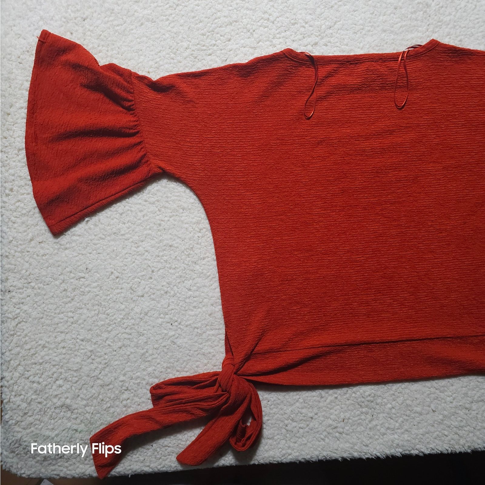 Michael Kors Michael Kors Rust Bell Sleeve Side Tie Blouse Medium M Size M / US 6-8 / IT 42-44 - 14 Thumbnail