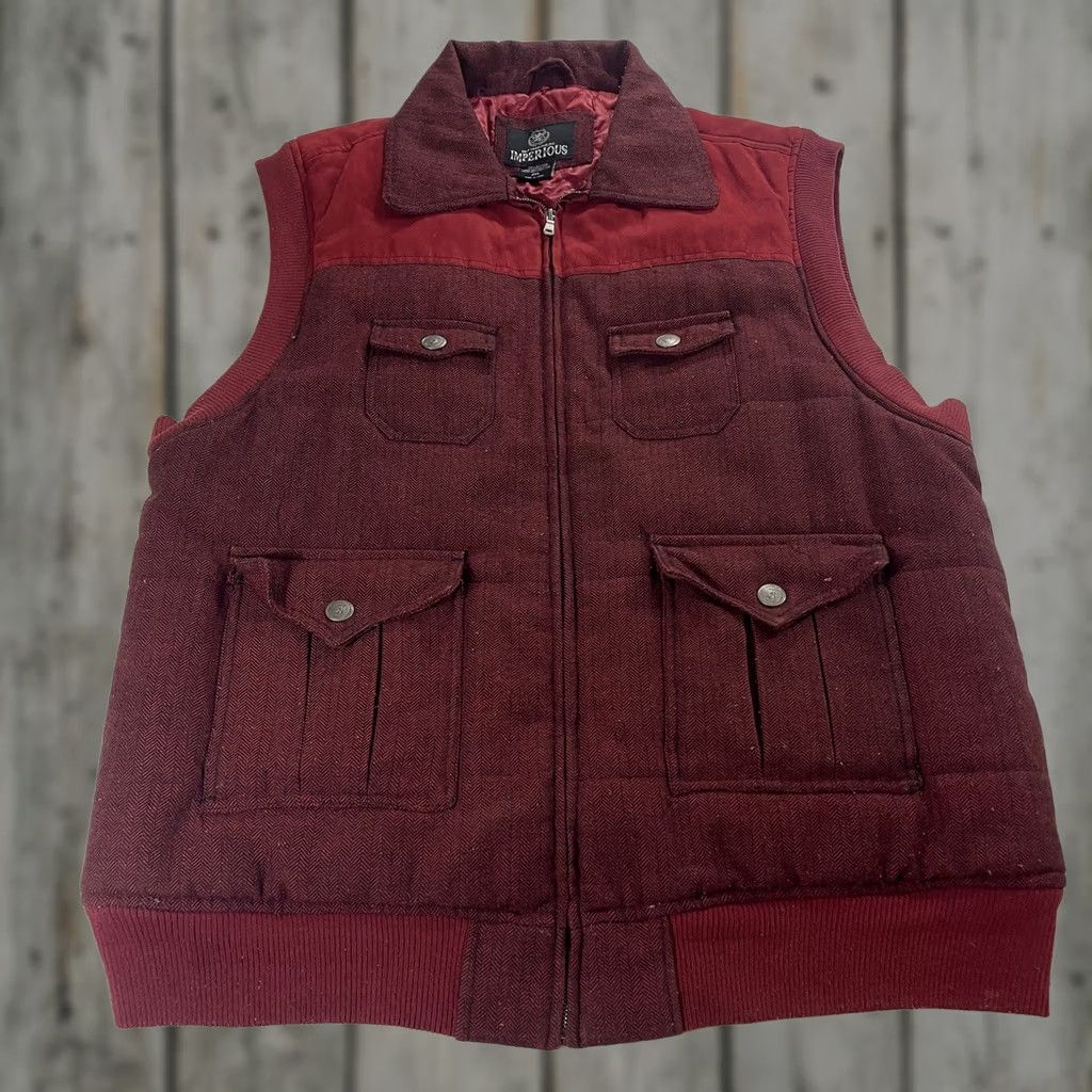 Vintage VINTAGE Imperious 2XL Vest Full Zip Quilted Lining Red Maroon Shirt Mens Size US XXL / EU 58 / 5 - 1 Thumbnail