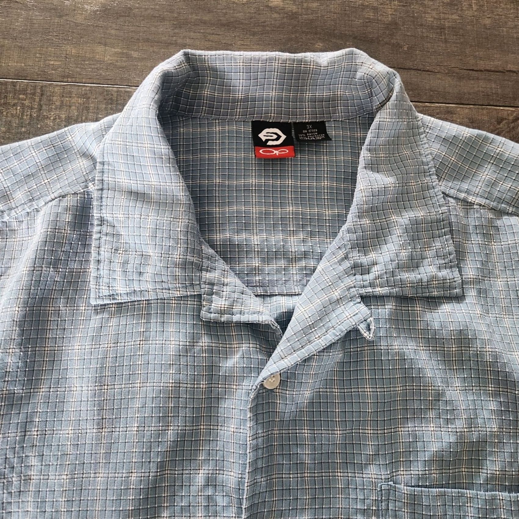 Ocean Pacific OP Ocean Pacific Shirt Mens 3XL Blue Rayon Blend Short Sleeve Button Textured Size US XXL / EU 58 / 5 - 5 Thumbnail
