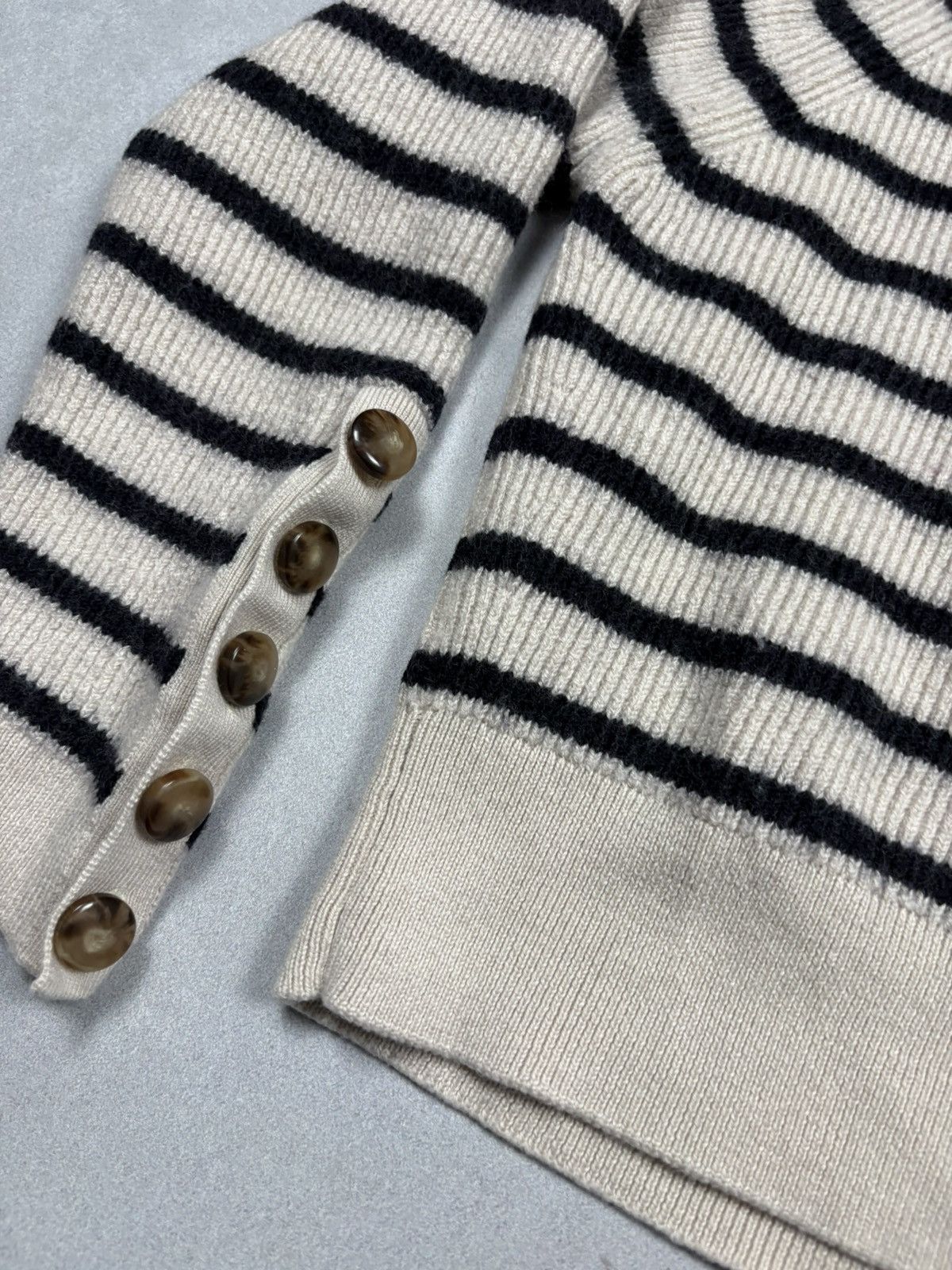 Sezane Sezane La Maille Striped Merino Wool Knit Sweater Button M Size M / US 6-8 / IT 42-44 - 8 Thumbnail