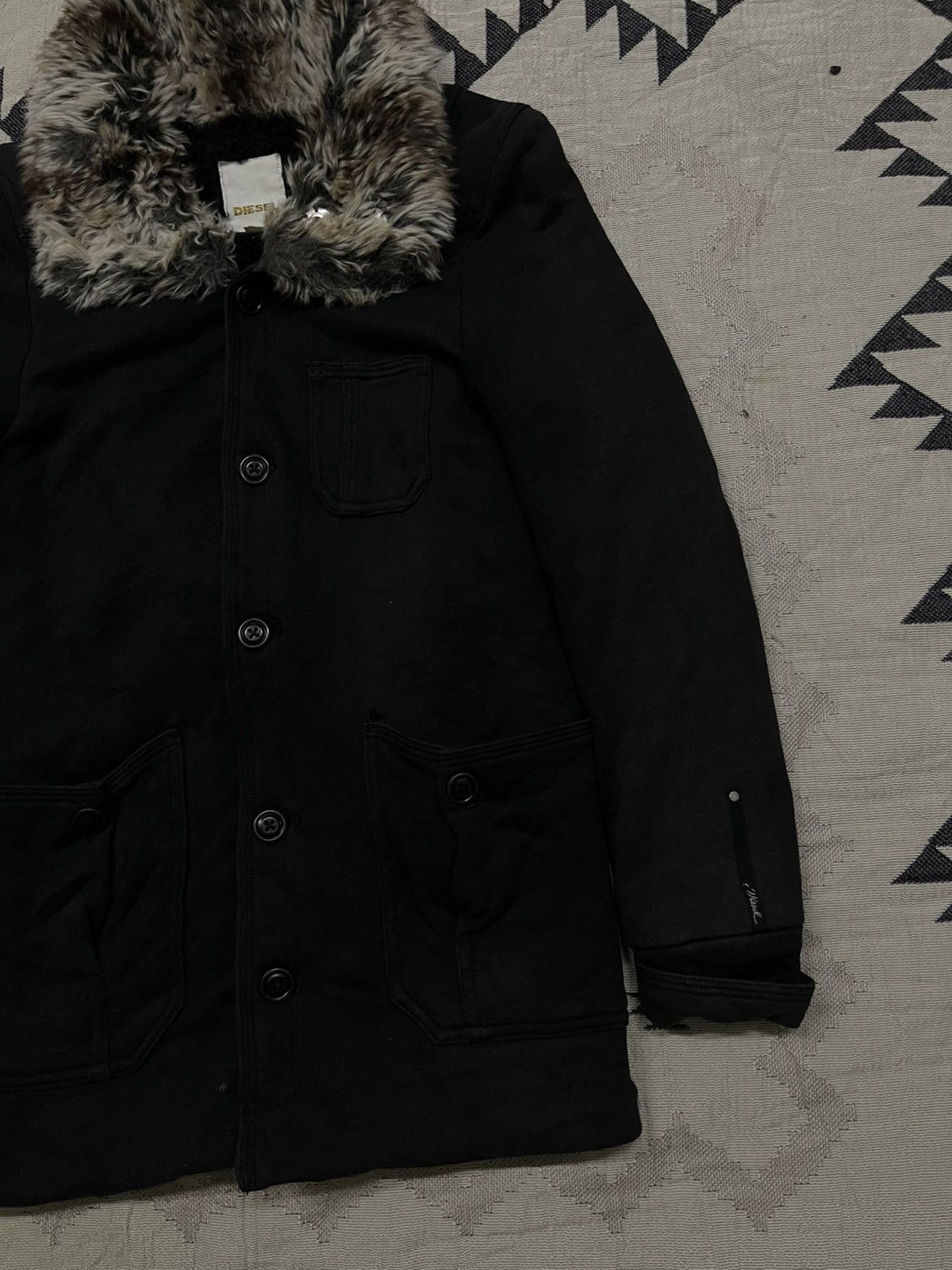 Diesel 2000s DIESEL MINK FUR FLEECE LINEN BUTTON UP JACKET Size US XXS / EU 40 - 4 Thumbnail