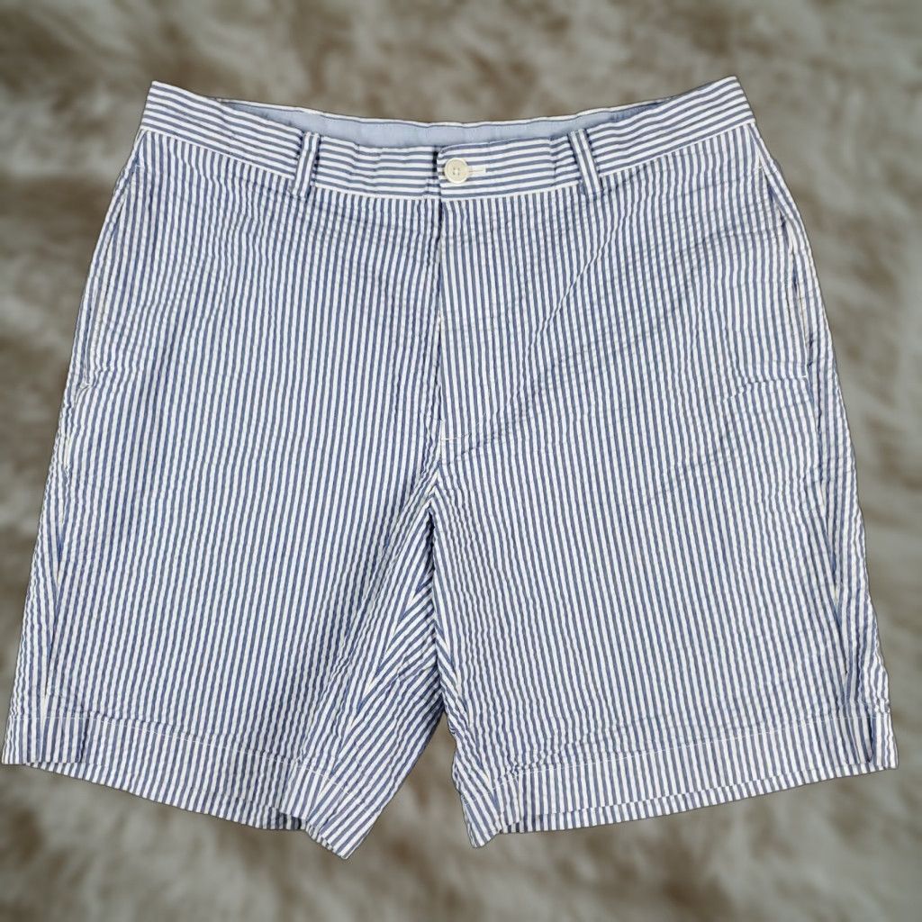 Brooks Brothers VINTAGE Brooks Brothers Shorts Mens Size 36 Chino Flat Front Blue Striped Cotton Casual Office Size US 36 / EU 52 - 1 Thumbnail