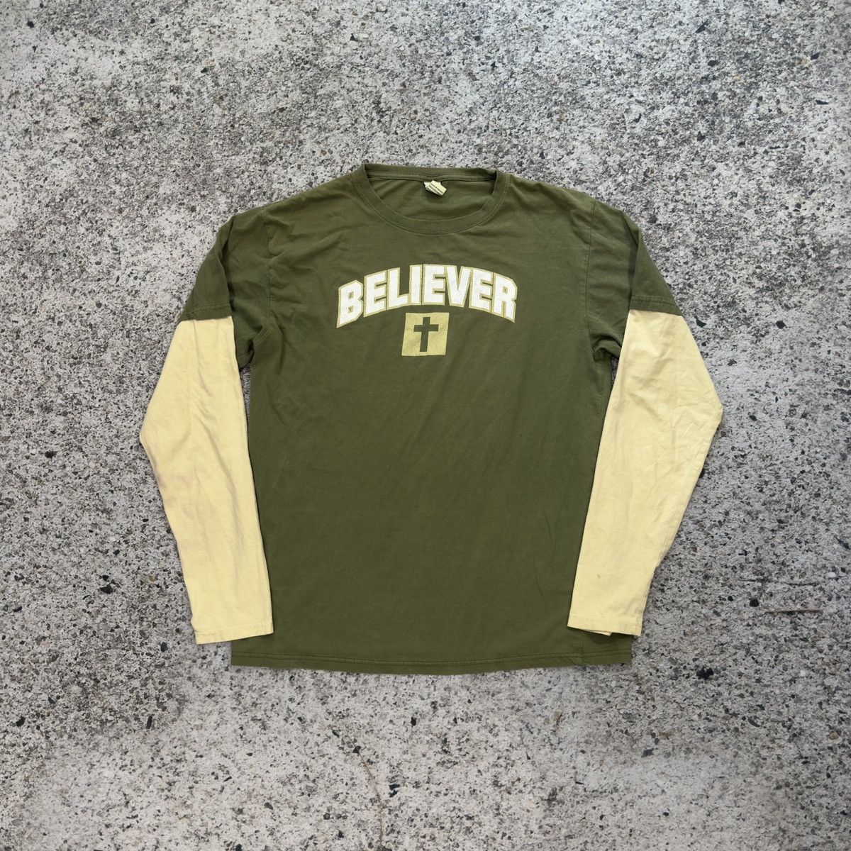 Vintage Believer Jesus God Double Layer Longsleeve Shirt ERD Grunge Size US L / EU 52-54 / 3 - 1 Thumbnail