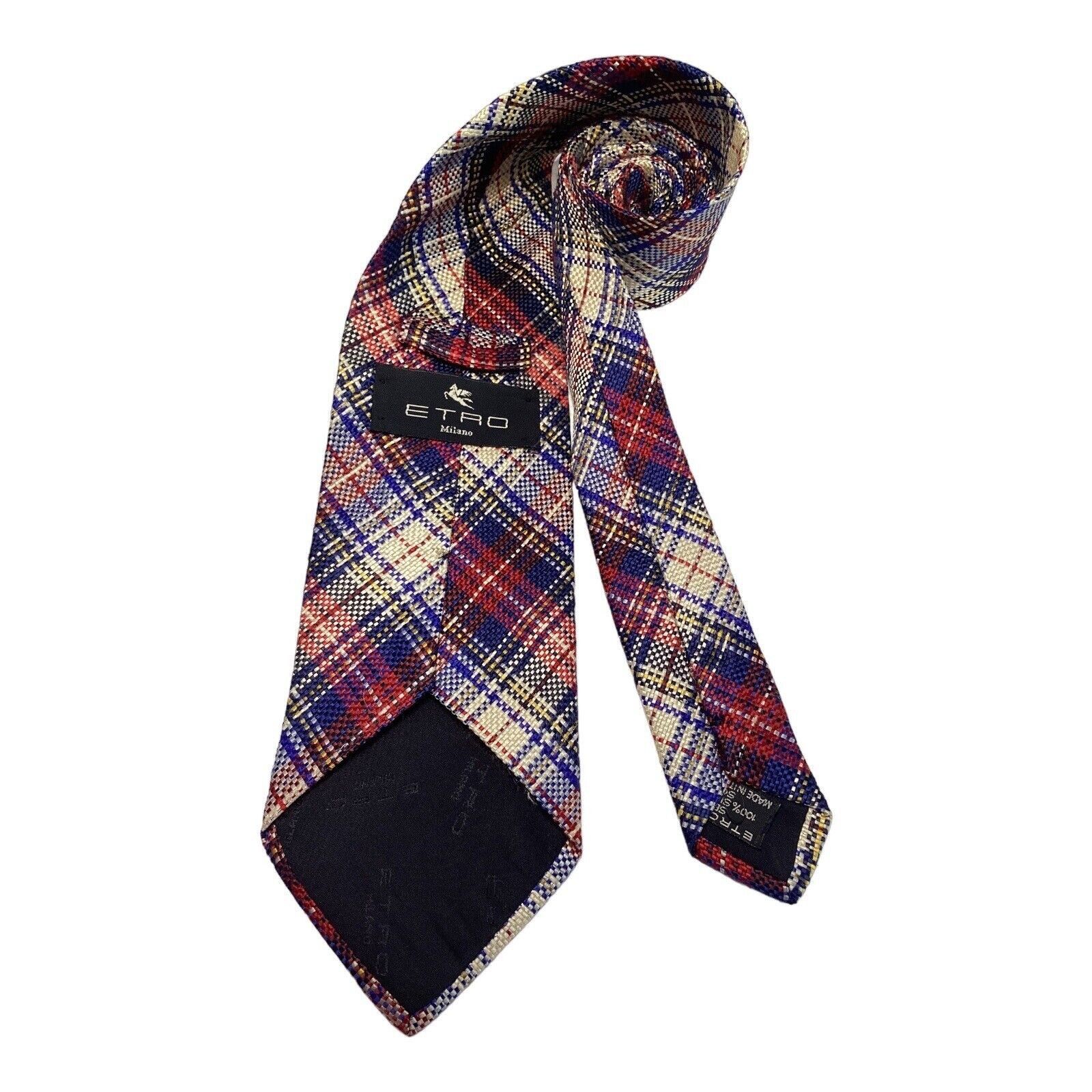 Etro ETRO Milano Blue PLaids & Cheks Luxury Silk Tie Made In Ital Size ONE SIZE - 2 Thumbnail