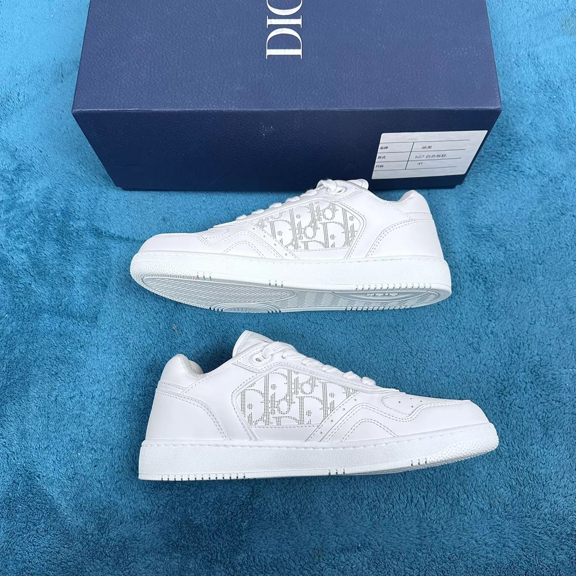 Dior Dior b27 leather print low-top white sneaker 41 Size US 8 / EU 41 - 3 Thumbnail