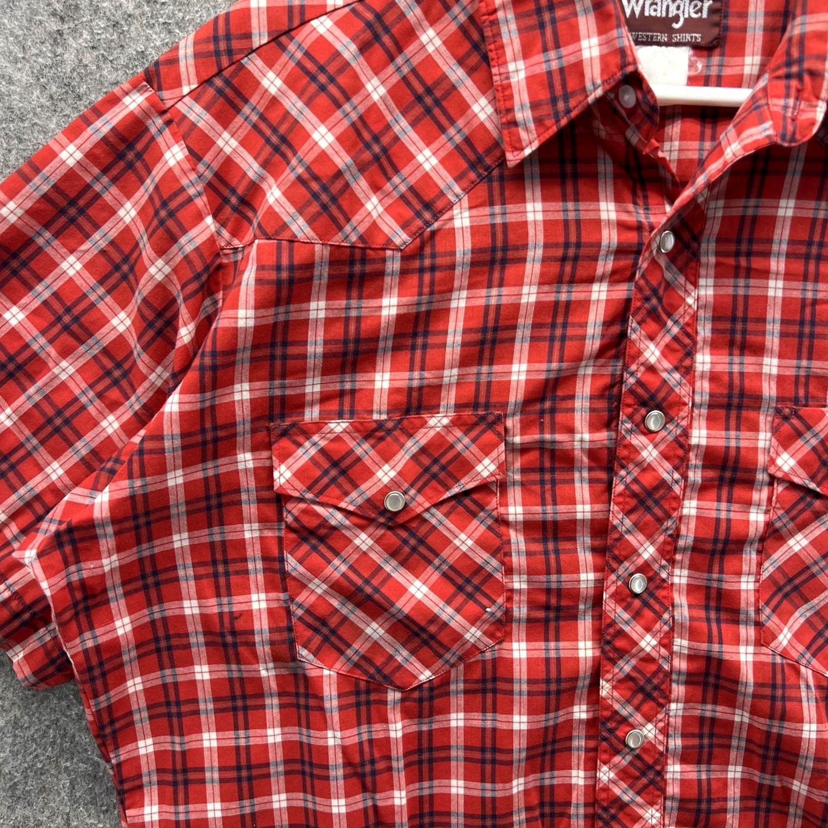 Wrangler Wrangler Shirt Mens Large Red Plaid Short Sleeve Western Snap Pockets Casual Size US L / EU 52-54 / 3 - 7 Thumbnail