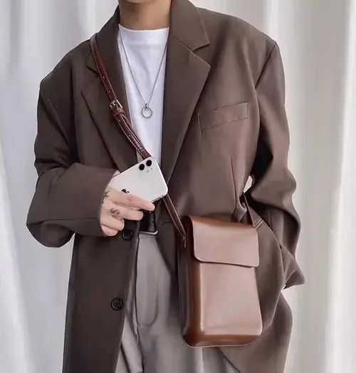 Japanese Brand Korean fashion brown square flap bag crossbody bag Size ONE SIZE - 2 Thumbnail