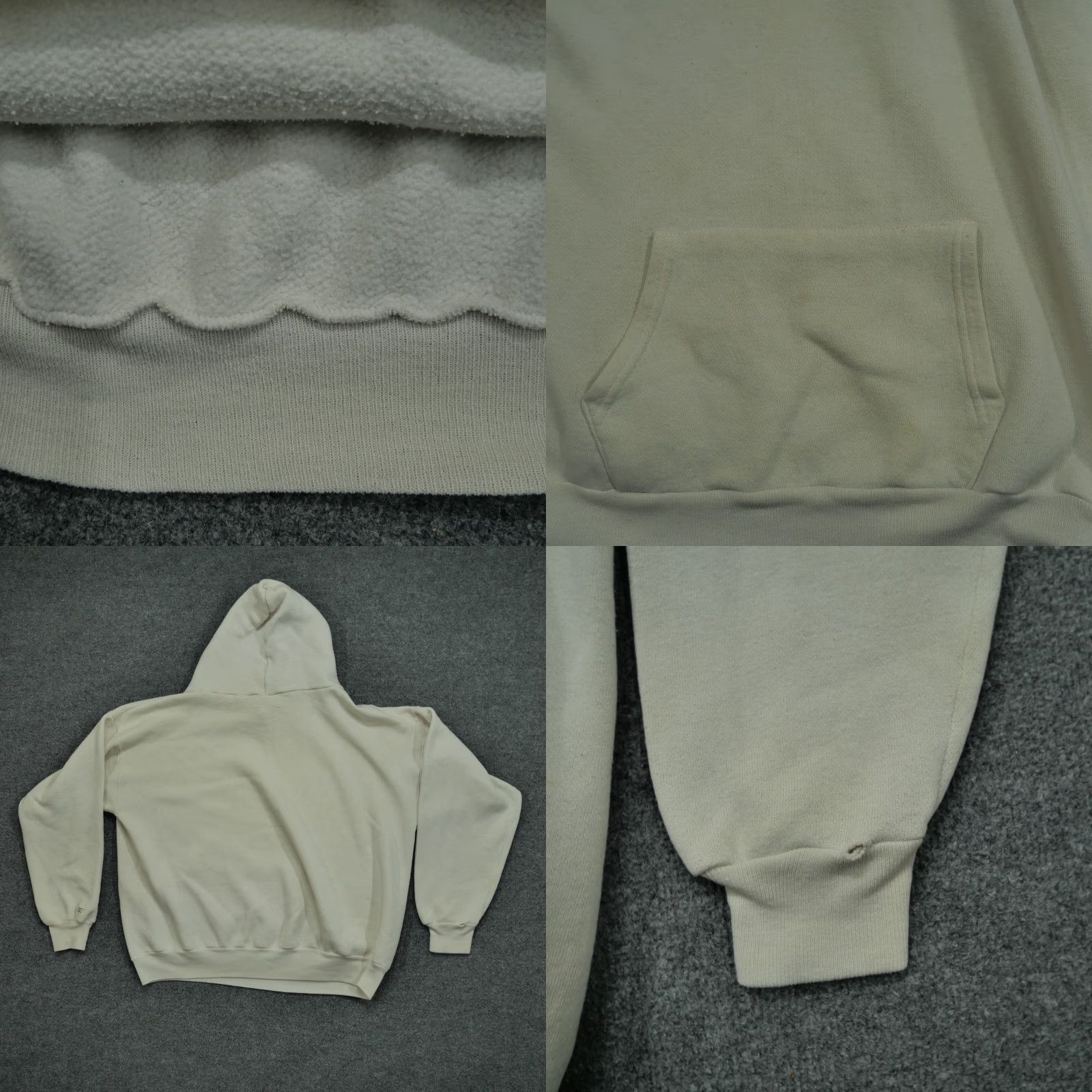 Vintage VINTAGE Bike Hoodie Mens Large L Ivory White Distressed Pullover Blank 80s 90s Logo Pocket Sweatshirt Size US L / EU 52-54 / 3 - 8 Thumbnail