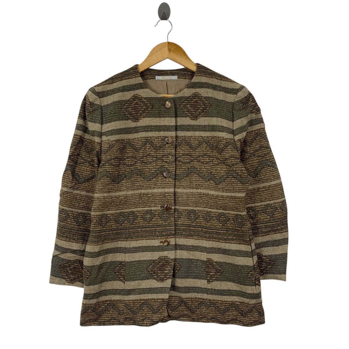 Aquascutum AQUASCUTUM OF LONDON Stripes Navajo Aztec Coat Jacket Size S / US 4 / IT 40 - 1 Thumbnail
