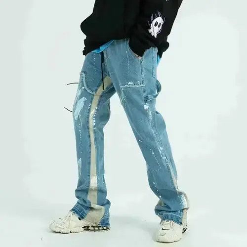 Jean 💥Paint Splatter Flare Blue Denim Jeans Size Q1 Size US 31 - 1 Thumbnail