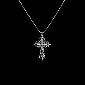 Jewelry Gothic Cross Necklace in Silver, Men's