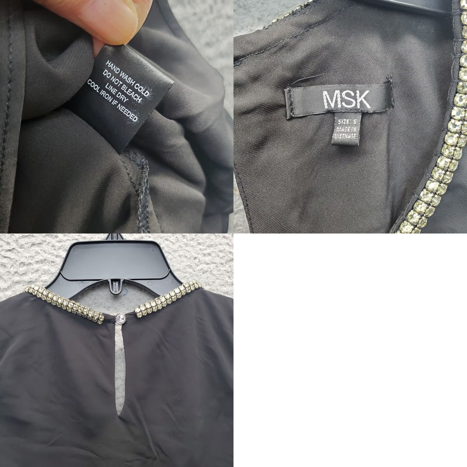 Vintage MSK Tank Dress Women's S Black Lined Layered Beaded Round Neck Keyhole Back Shirt/Hoodie? Size S / US 4 / IT 40 - 8 Thumbnail