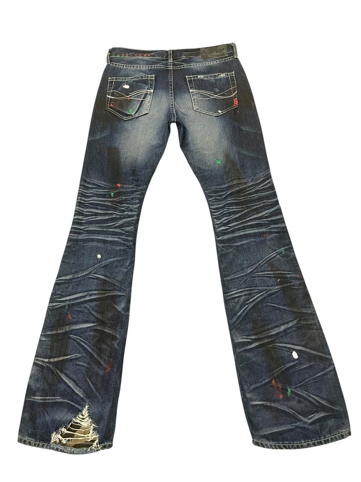 Japanese Brand Flare Jeans CavariA Honeycomb Distress Low Rise ERD 2🟦6 Size US 30 / EU 46 - 11 Thumbnail