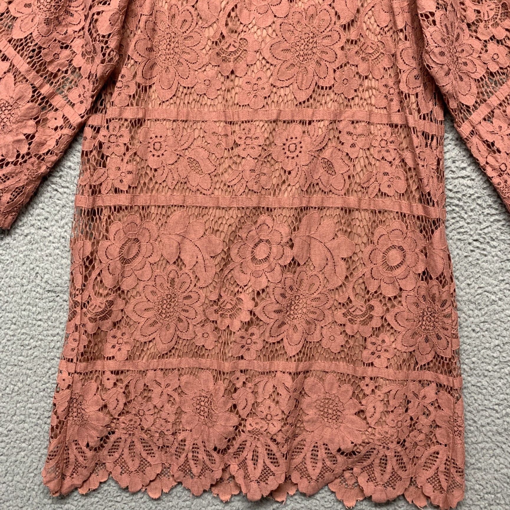 Vintage Xhilaration Dress Women’s XS Lacy Knee Length Dusty Rose Lined Off Shoulders Dress Size XS / US 0-2 / IT 36-38 - 6 Thumbnail