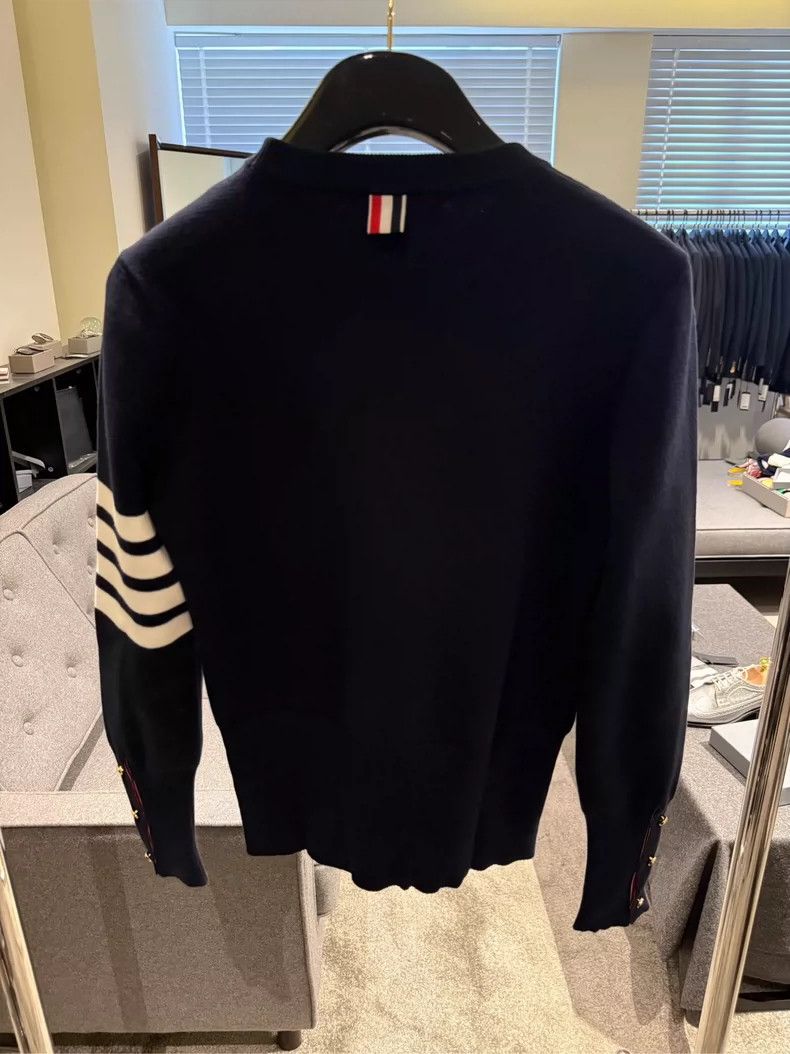 Thom Browne Thom Browne Dark blue four-bar knitted long sleeves 2505-Ne Size M / US 6-8 / IT 42-44 - 2 Thumbnail