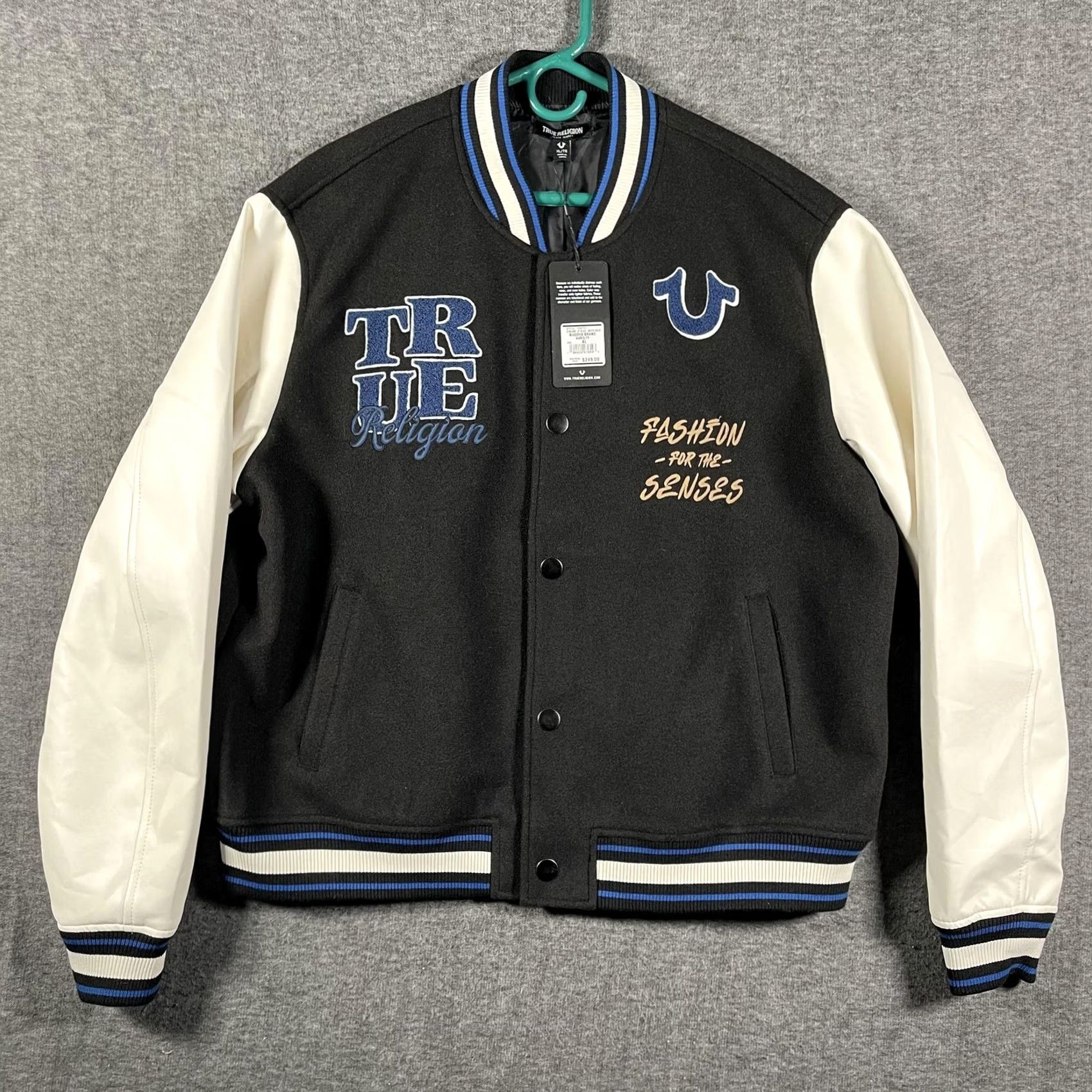 True Religion True Religion Varsity Jacket XL Black Wool Leather Spellout Streetwear Size US XL / EU 56 / 4 - 2 Thumbnail