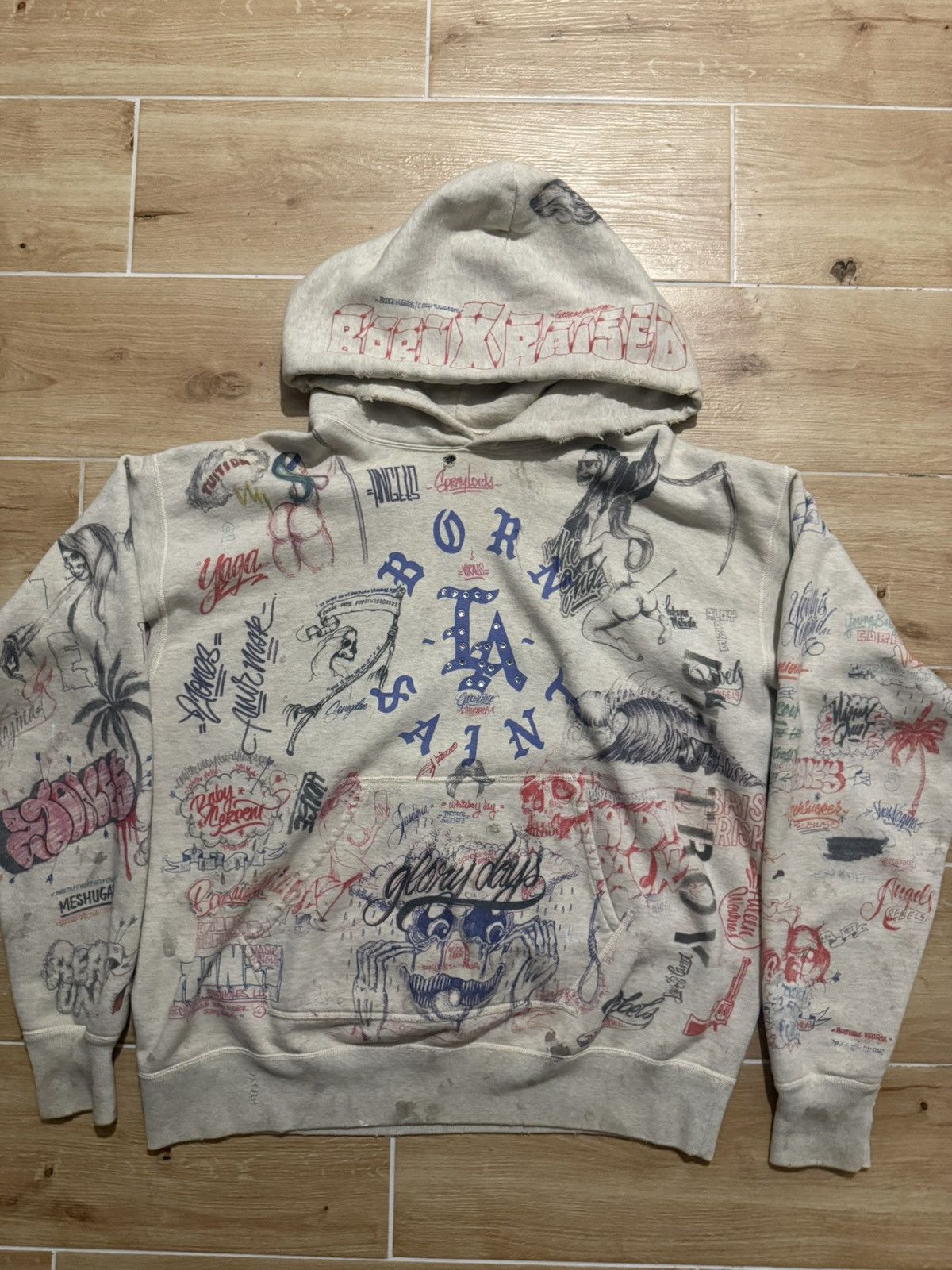 Born X Raised × Saint Michael Saint Michael x Born X Raised All Over Graffiti Hoodie XL Size US XL / EU 56 / 4 - 1 Thumbnail