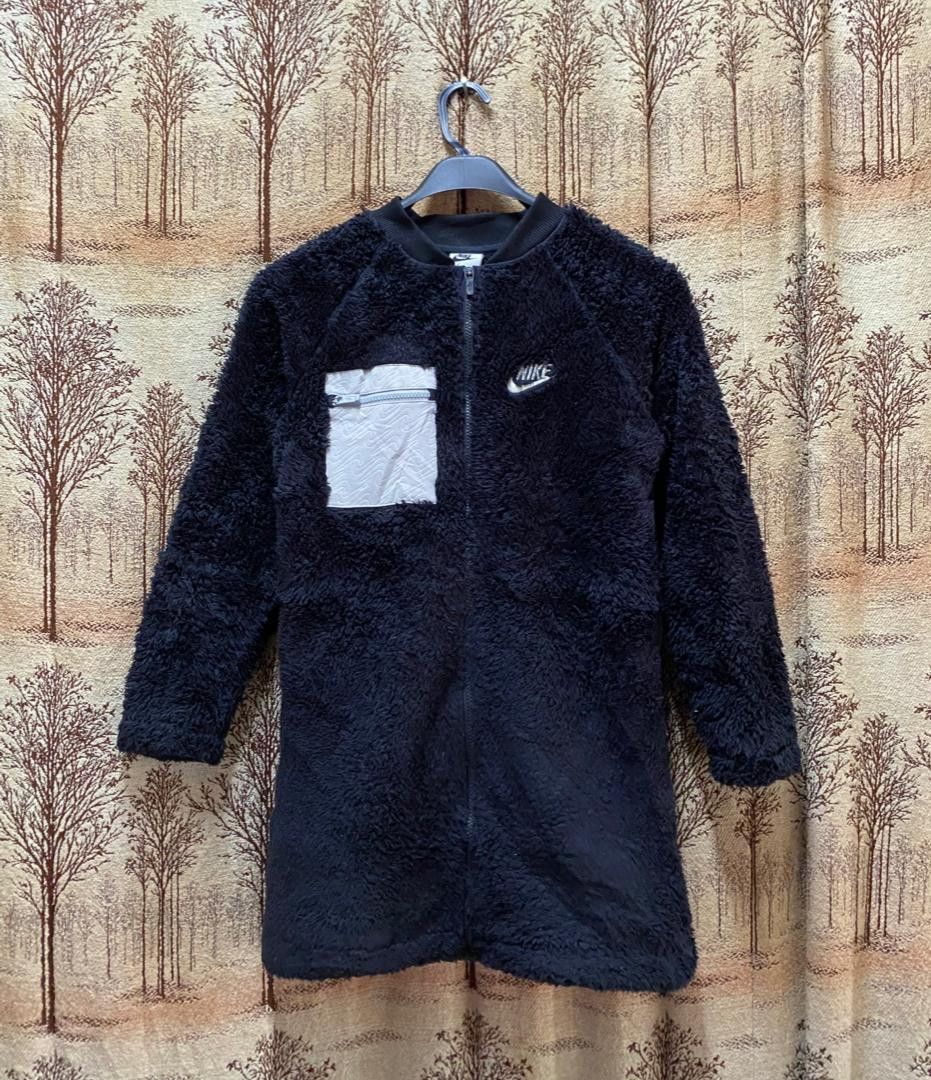 Japanese Brand Nike Girls Faux Fur Winterized Jacket Zip Front Black Size S / US 4 / IT 40 - 1 Thumbnail