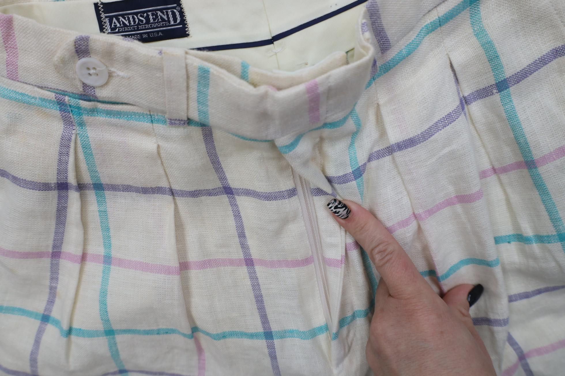 Lands' End Vintage 80s 90s Lands End Burlap Bermuda Shorts Plaid USA Size 28" / US 6 / IT 42 - 8 Thumbnail
