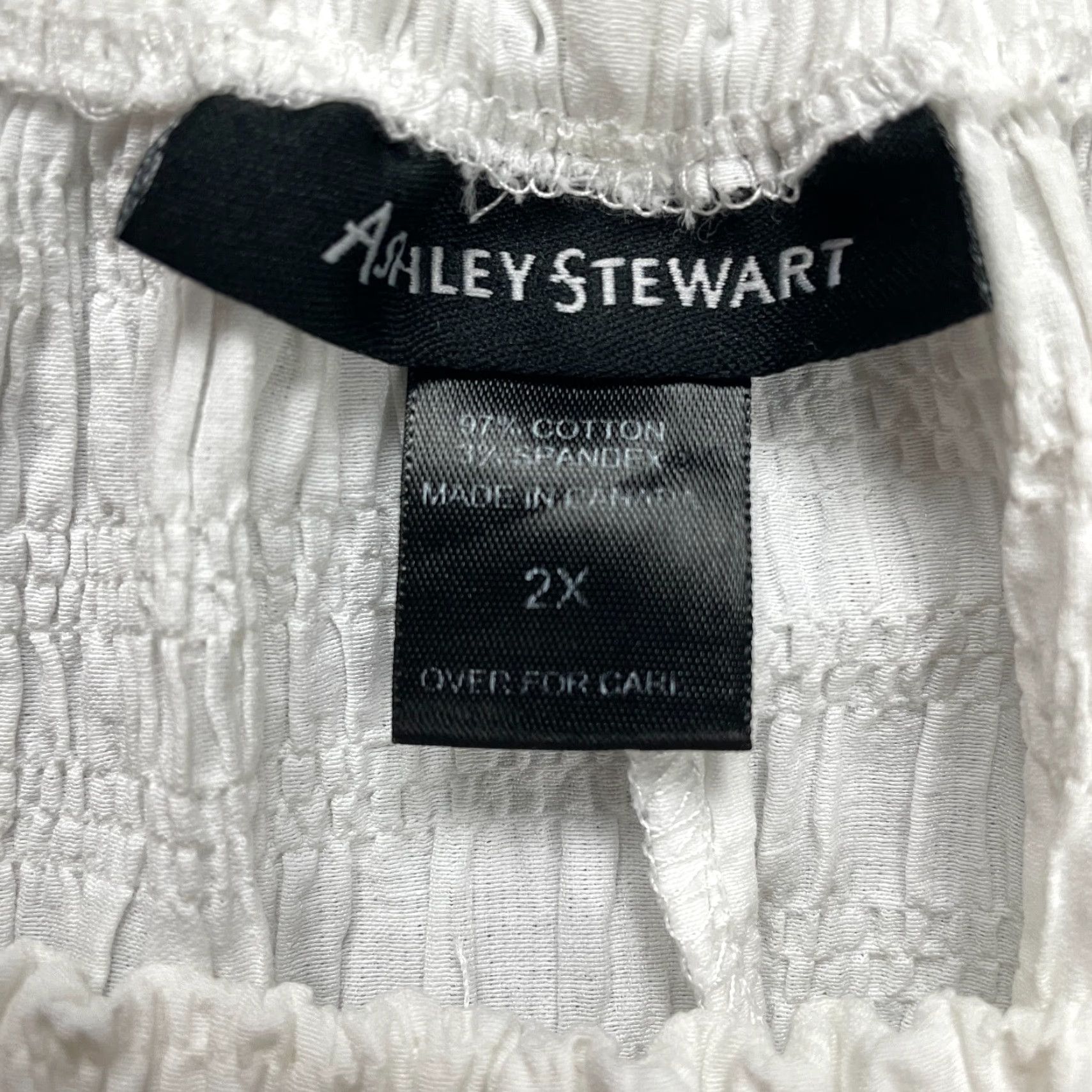 Vintage Ashley Stewart Blouse Women 2XL White Off Shoulder Short Sleeve Knit Cotton Spandex Casual Top Womens Size XXL / US 16-18 / IT 52-54 - 5 Thumbnail